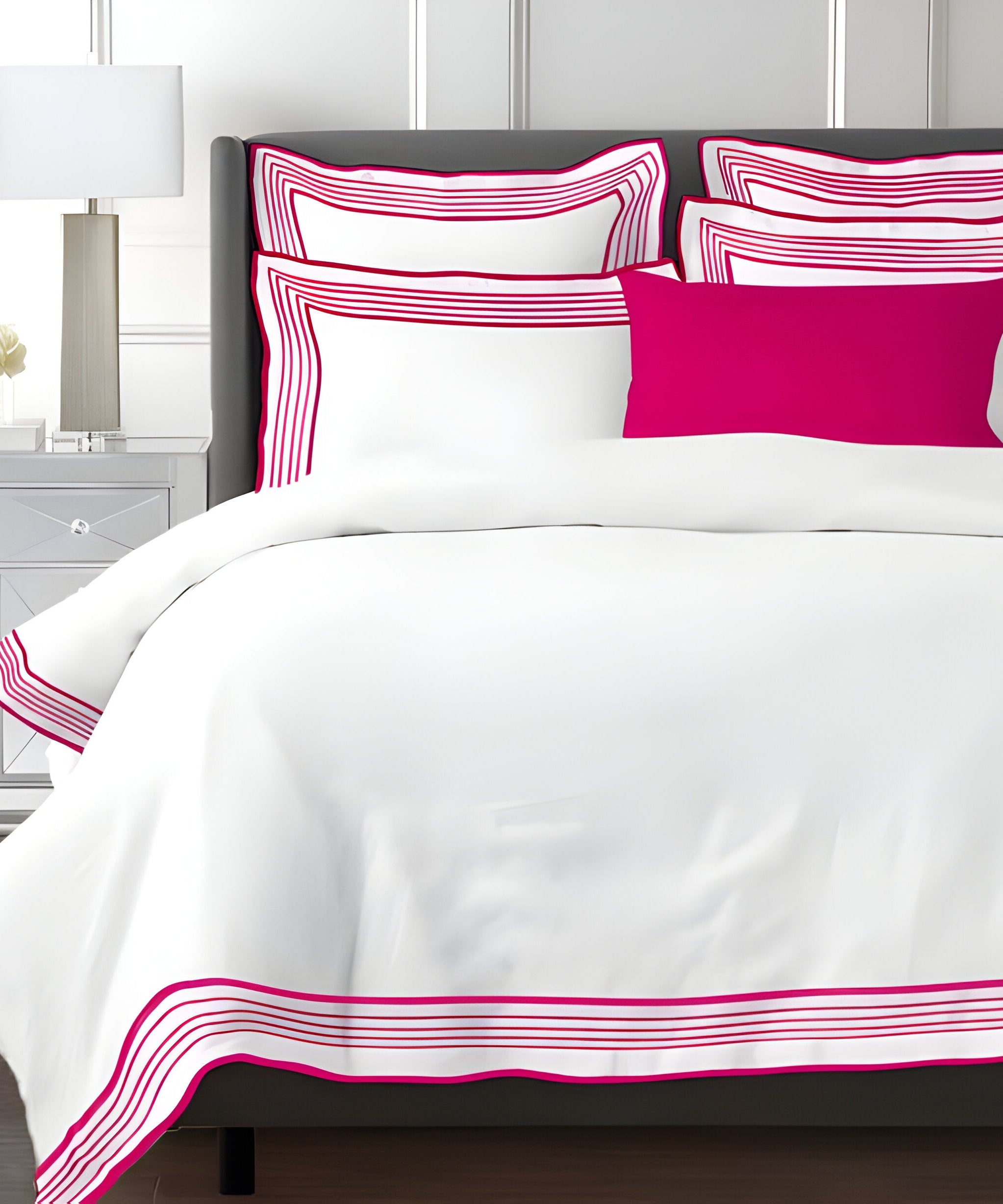 Smart Border 400TC Cotton Embroidery Sateen Solid Duvet Cover Set