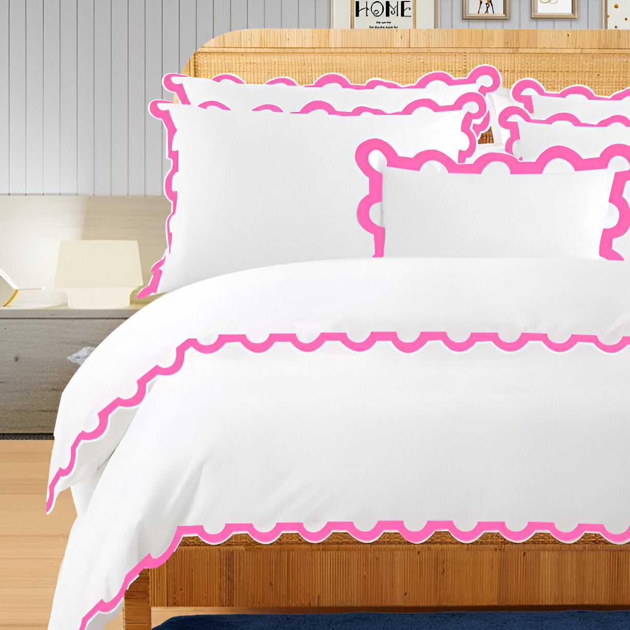 400TC U Shape Applique Embroidery Cotton Duvet Cover Set