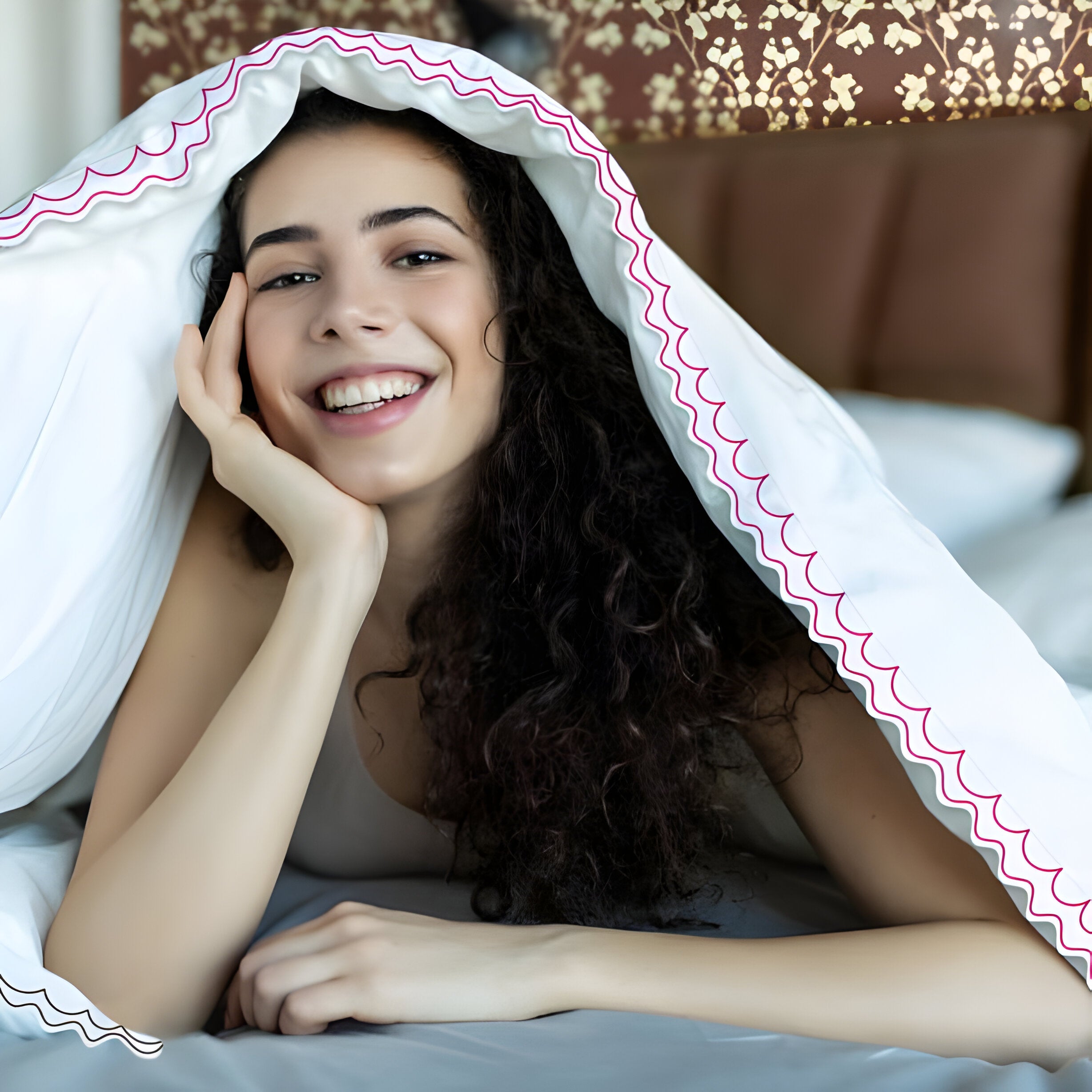 400TC Cotton Sateen Double Scallop Embroidery Duvet Cover Set