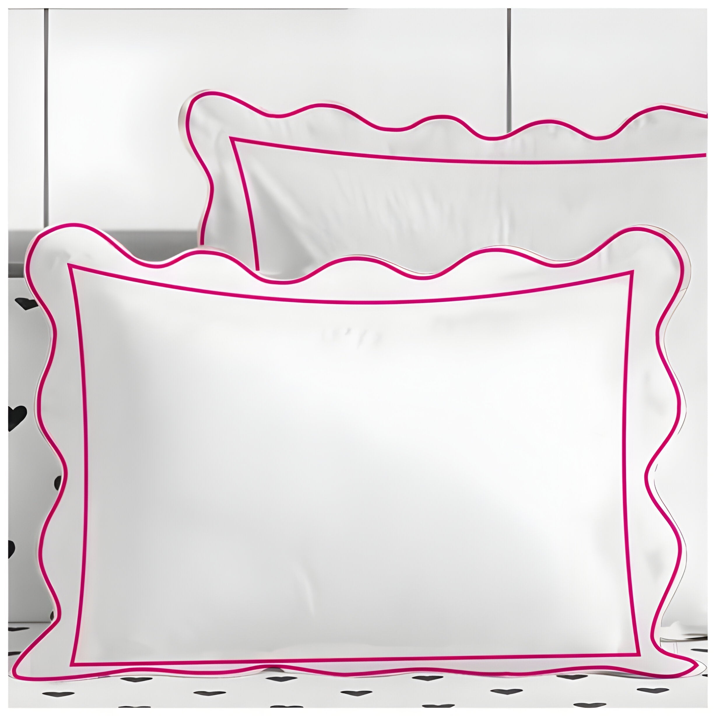 400TC Cotton Scallop Embroidery & Border Sateen Solid Duvet Cover Set
