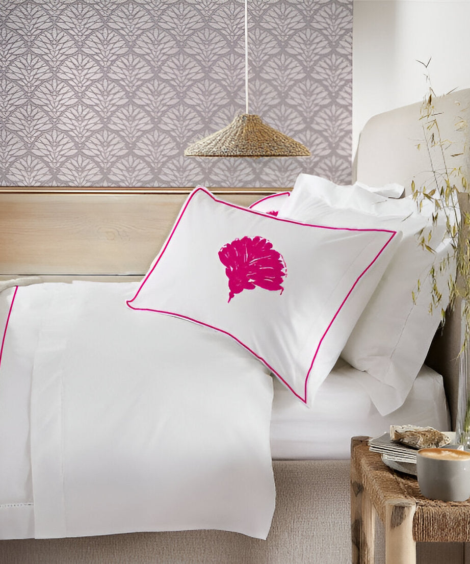Leafy Embroidered Cotton Sateen Duvet Cover Set