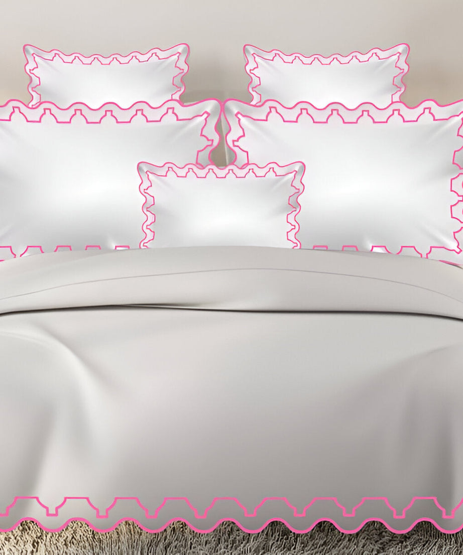 Imaginary Scallop 400TC Cotton Embroidery Sateen Solid Duvet Cover Set