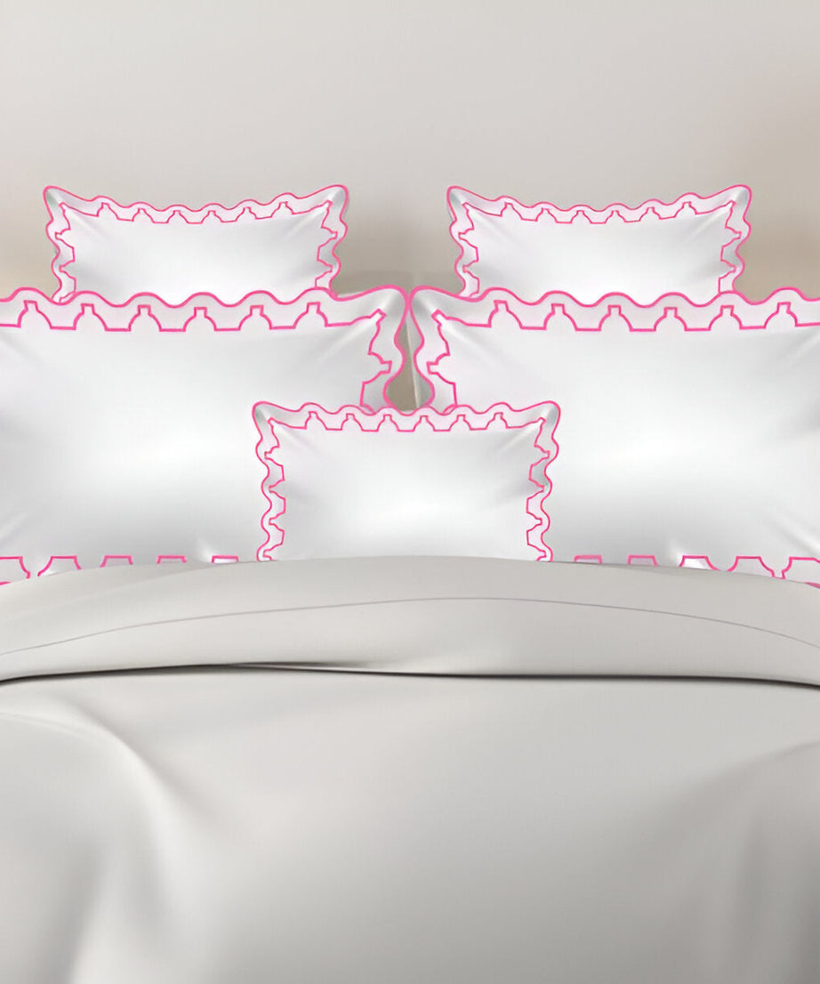 Imaginary Scallop 400TC Cotton Embroidery Sateen Solid Duvet Cover Set