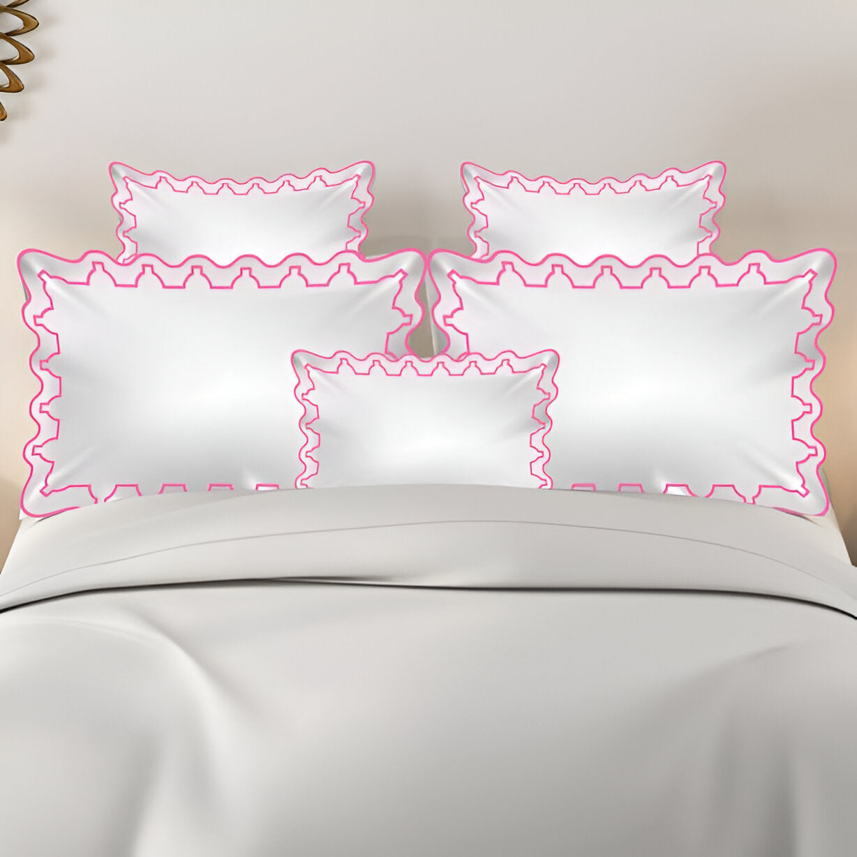 Imaginary Scallop 400TC Cotton Embroidery Sateen Solid Duvet Cover Set
