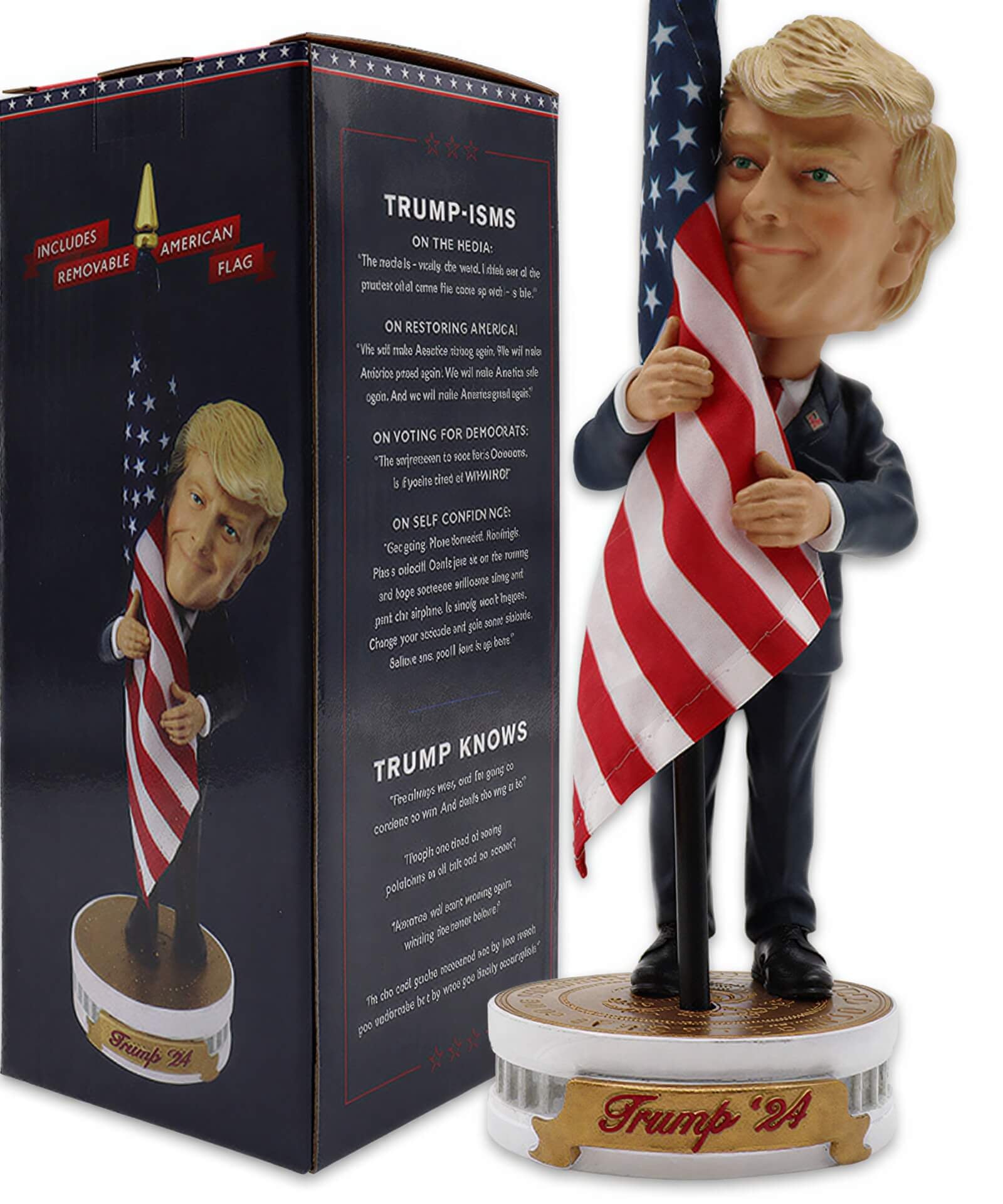 President Trump Bobblehead (Hugging the American Flag)
