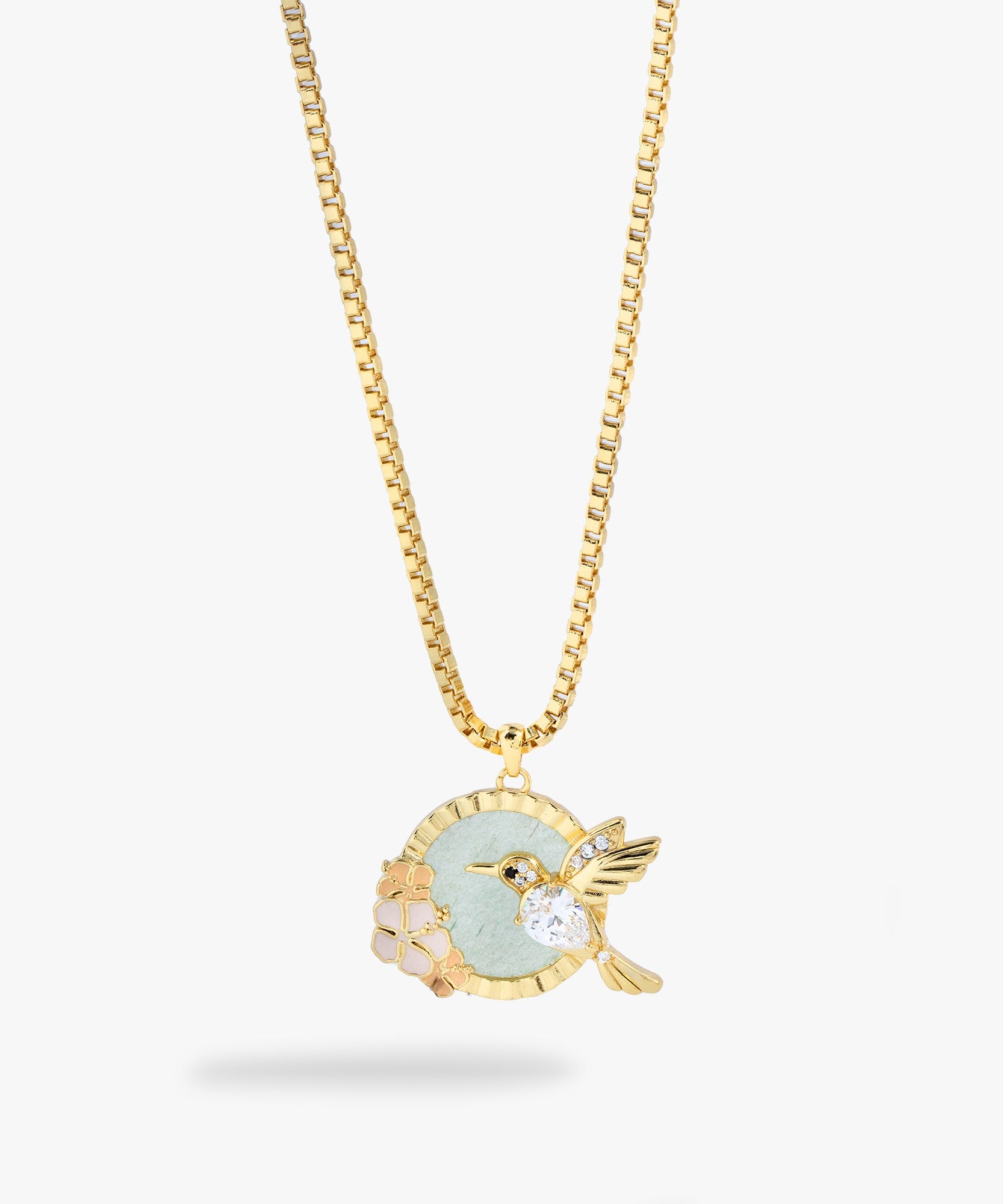 Hummingbird Gemstone Pendant Necklace