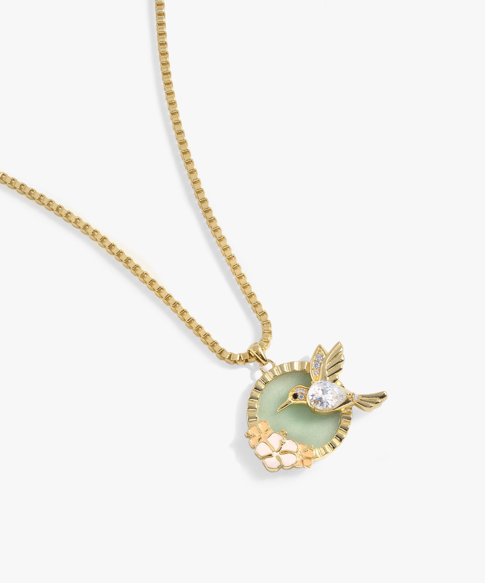 Hummingbird Gemstone Pendant Necklace
