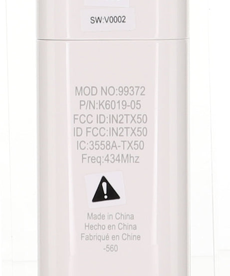 Substitute for Hunter 99372 IN2TX50 Ceiling Fan Remote Control [99770]