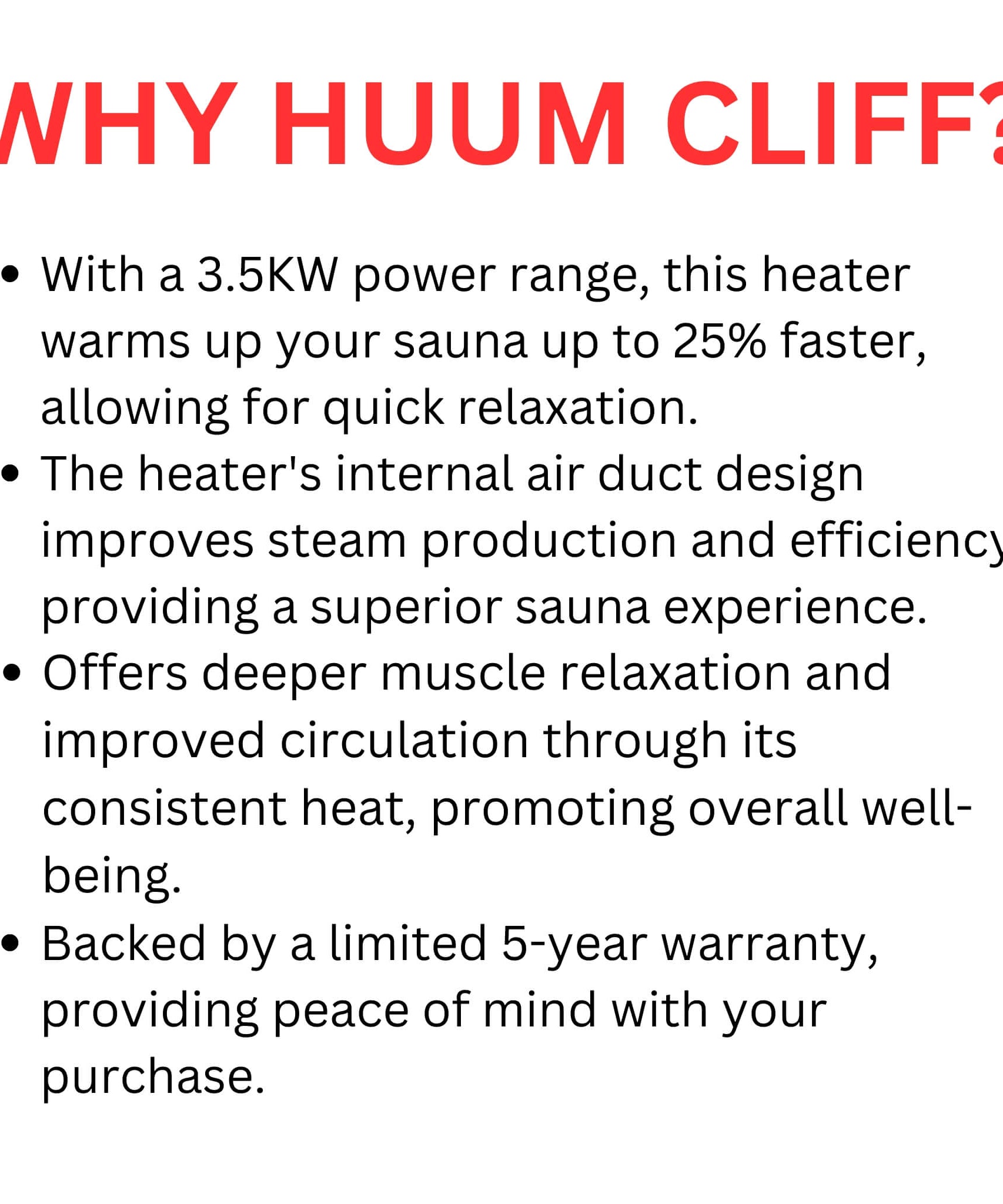 Huum Cliff Mini 4 3.5KW Electric Sauna Heater With Digital Controller & Sauna Stones (SAK58263)