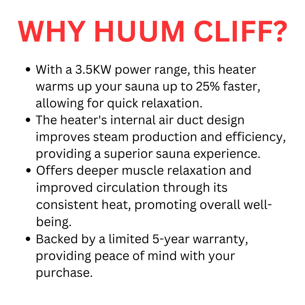 Huum Cliff Mini 4 3.5KW Electric Sauna Heater With Digital Controller & Sauna Stones (SAK58263)