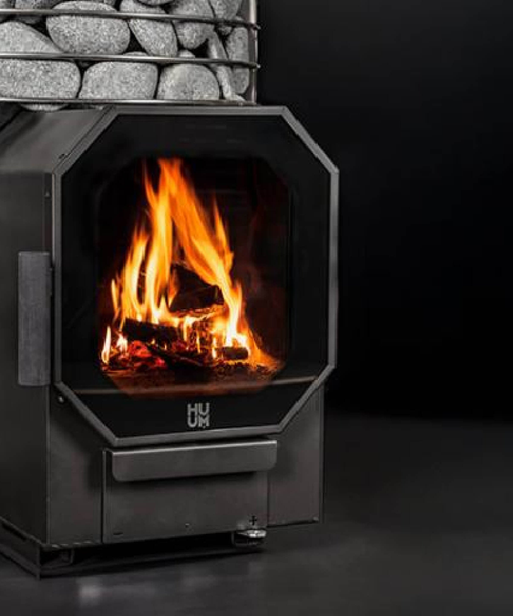 Huum Hive Flow Mini LS 8.5KW Wood-Burning Sauna Stove With Firebox Extension & Sauna Stones [H1018012] (SAK60257)