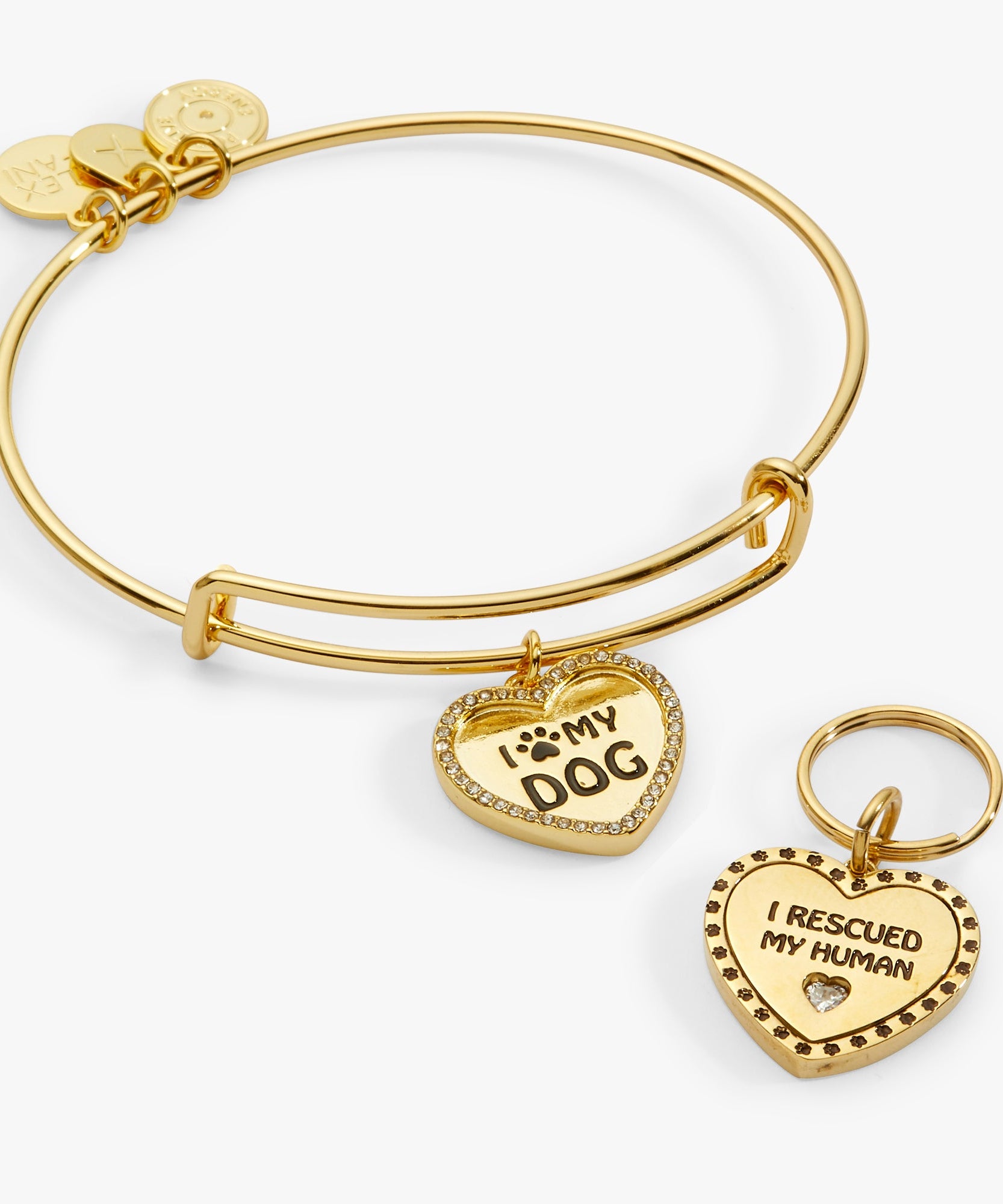 'I Love My Dog' Bangle & Pet Collar Charm Set of 2
