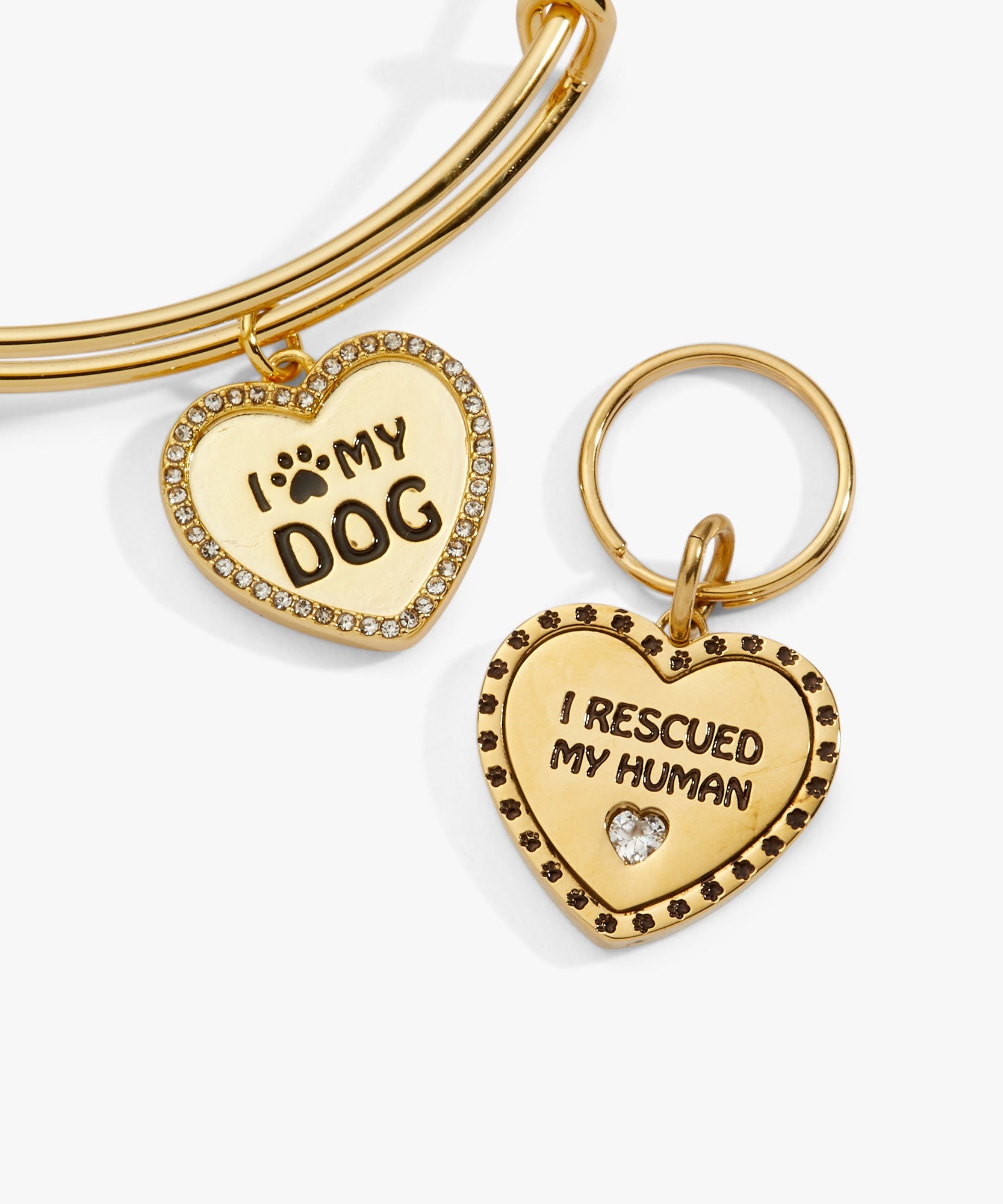 'I Love My Dog' Bangle & Pet Collar Charm Set of 2