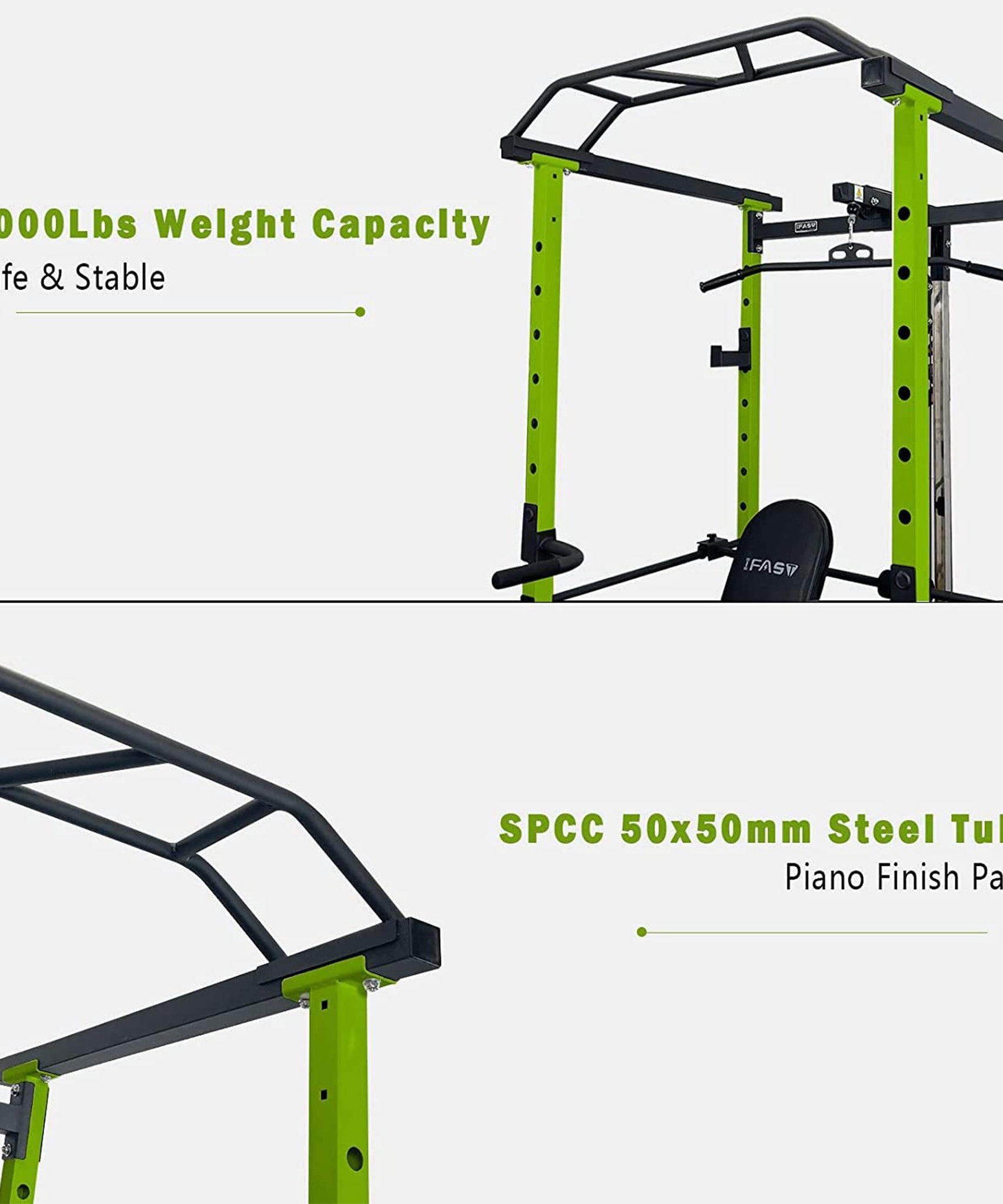IFast Adjustable Home Gym Power Cage & Squat Rack With Pull-Up Bar Barbell Rack, 1000LBS (SAK12649)