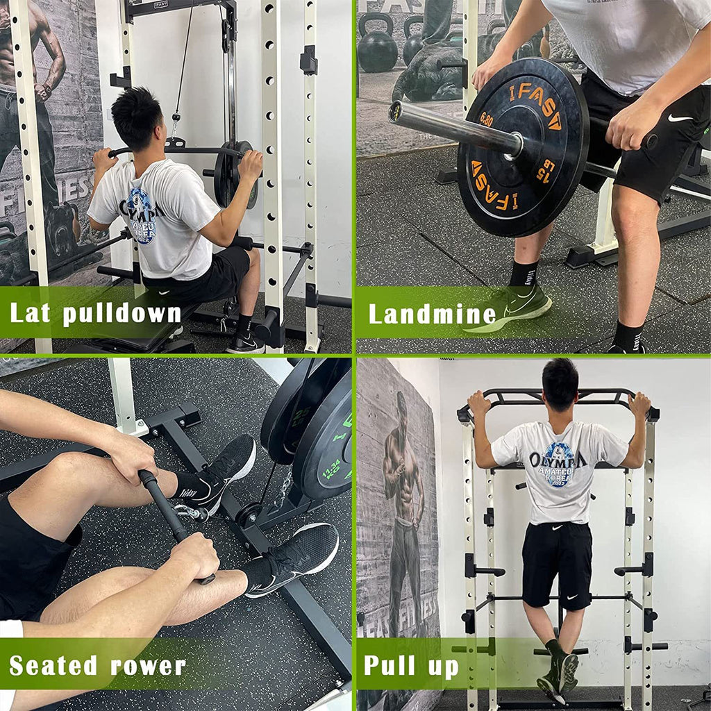 IFast Adjustable Home Gym Power Cage & Squat Rack With Pull-Up Bar Barbell Rack, 1000LBS (SAK12649)
