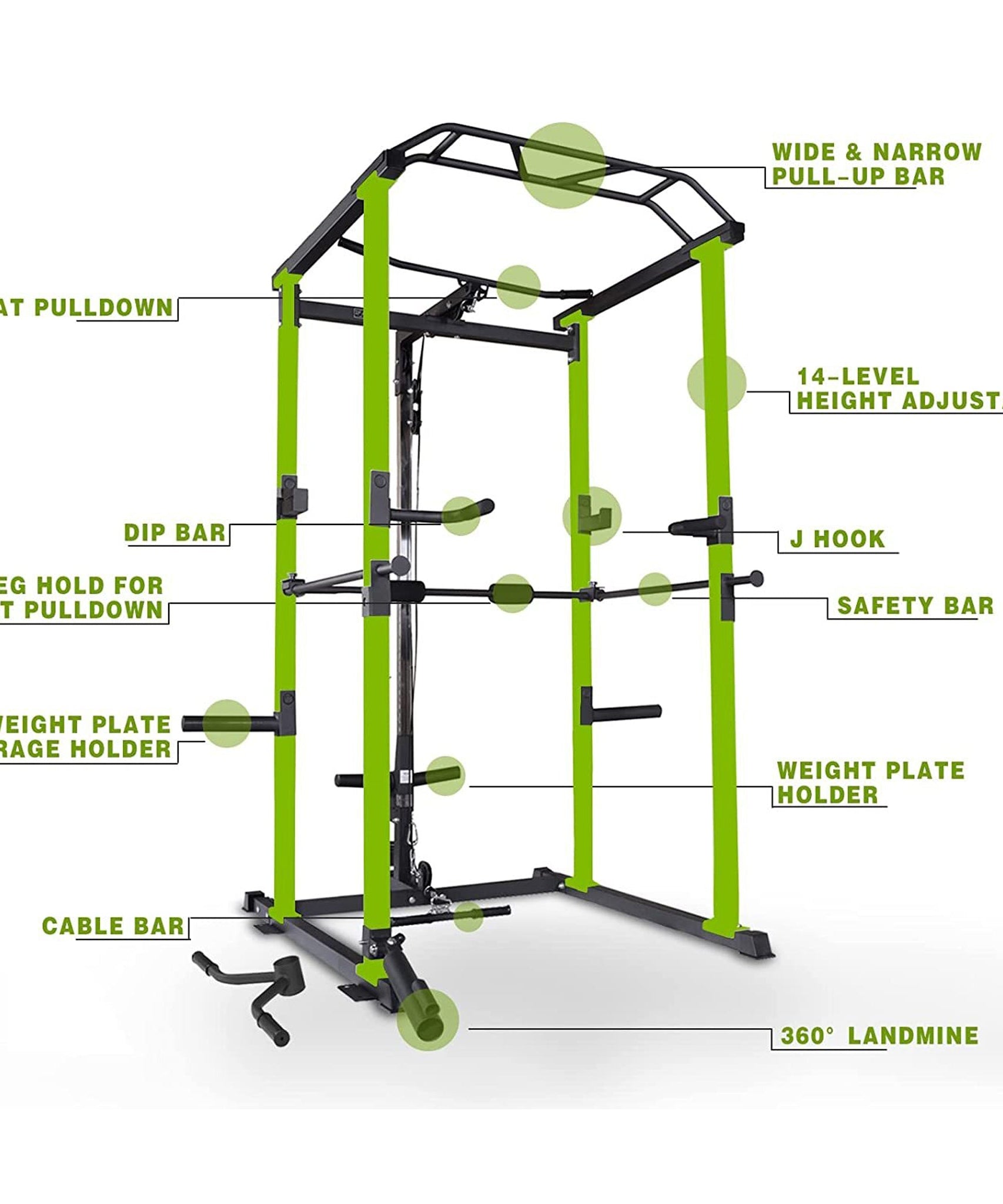 IFast Adjustable Home Gym Power Cage & Squat Rack With Pull-Up Bar Barbell Rack, 1000LBS (SAK12649)