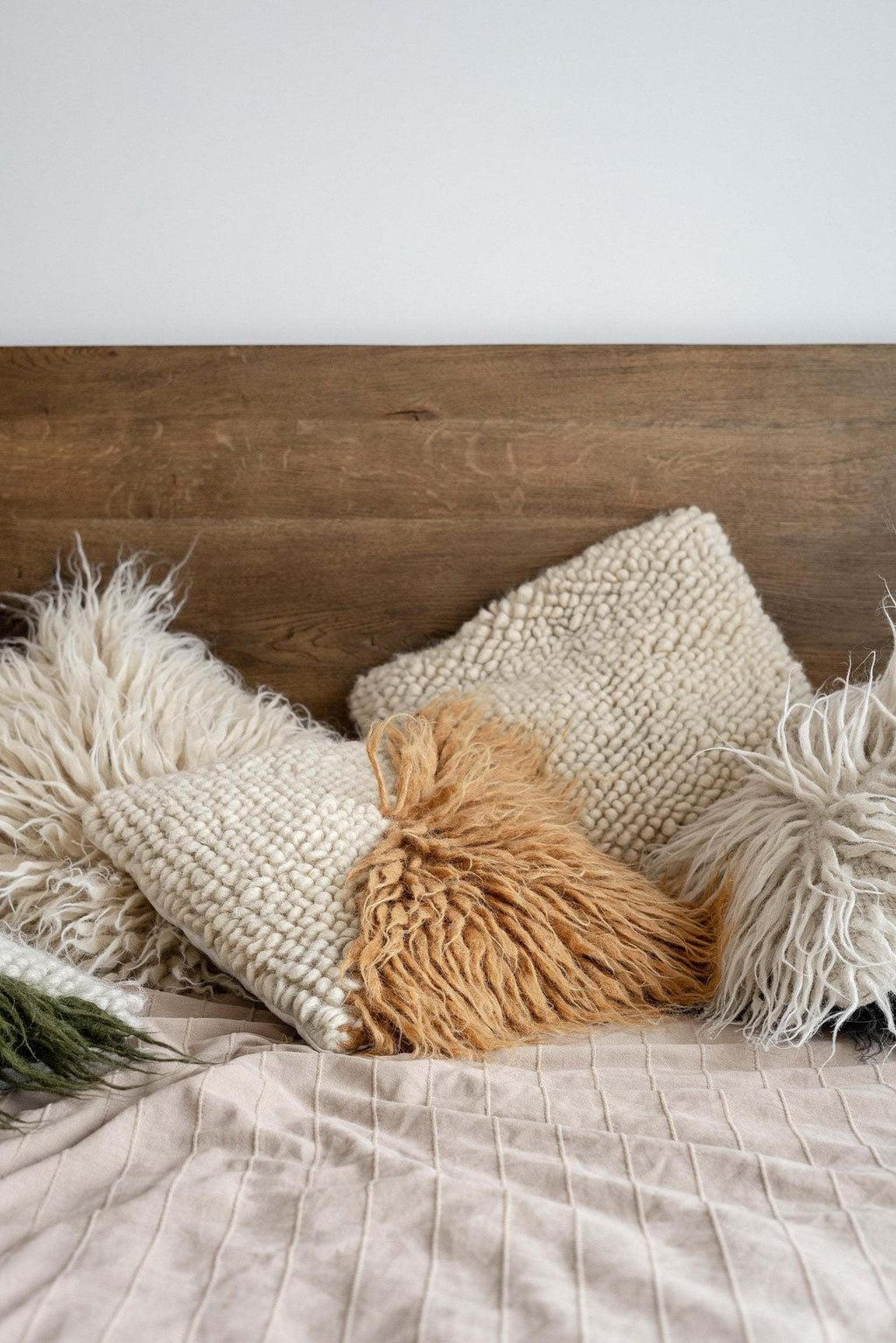 Handwoven Wool Decorative Pillow "Stones"