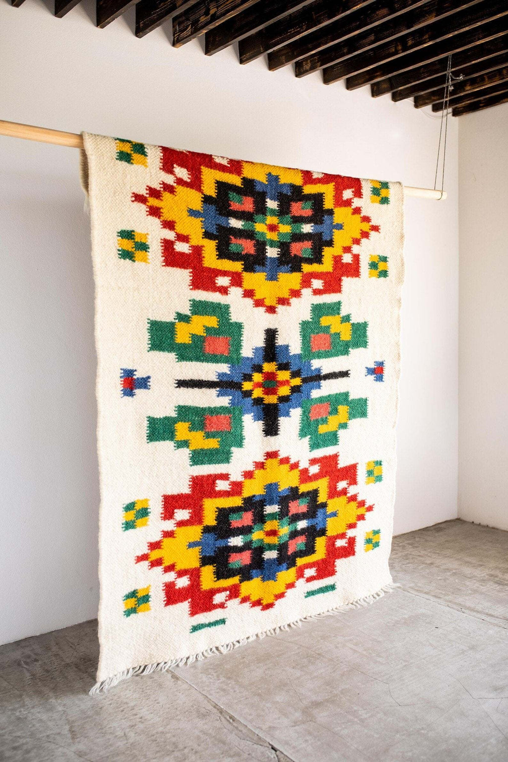 Handwoven Thin Rug  with Traditional Carpathian Pattern