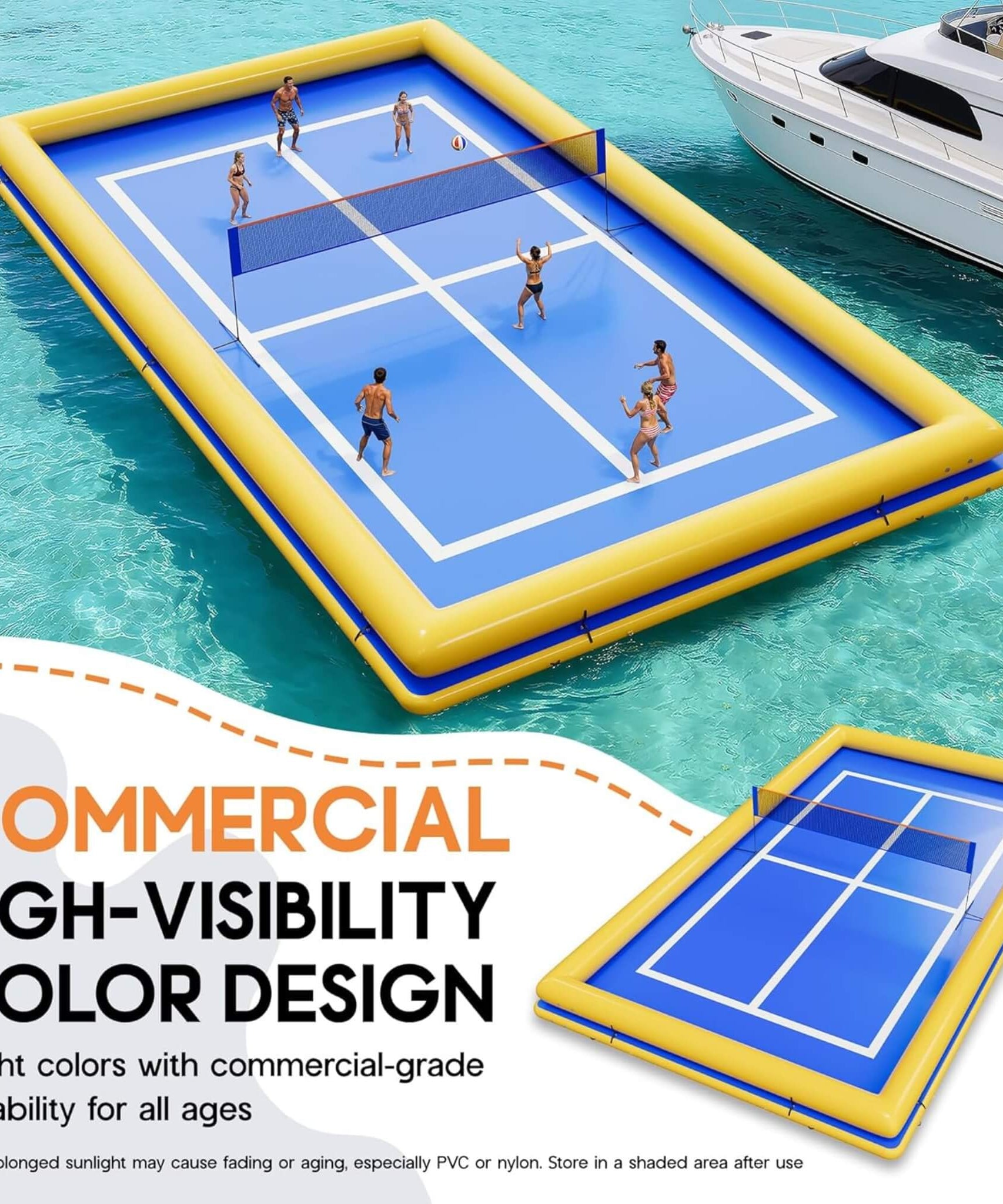 [26X46FT] Inflatable Commercial Floating Pickleball And Volleyball Court With Net (SAK39071)