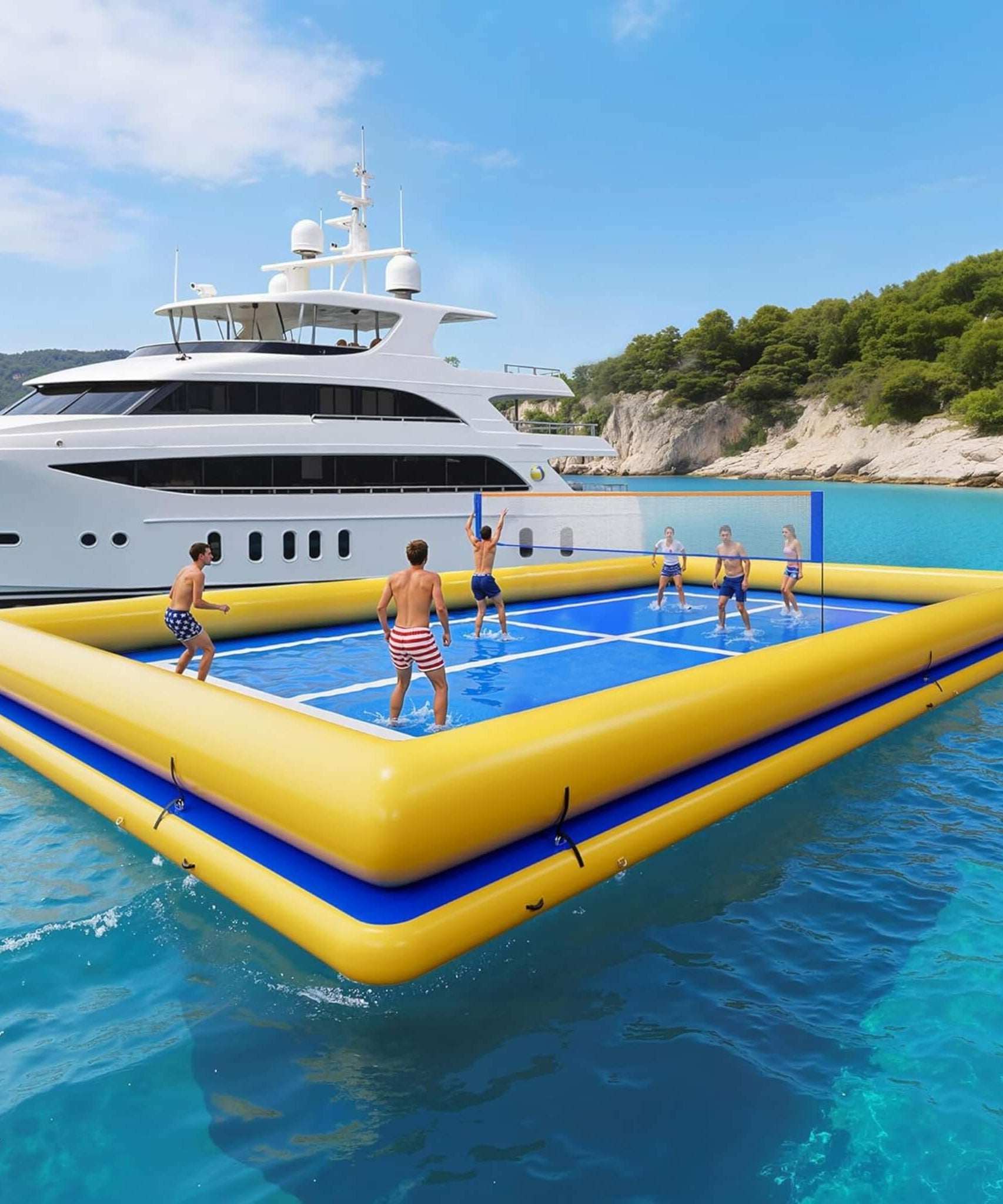 [26X46FT] Inflatable Commercial Floating Pickleball And Volleyball Court With Net (SAK39071)