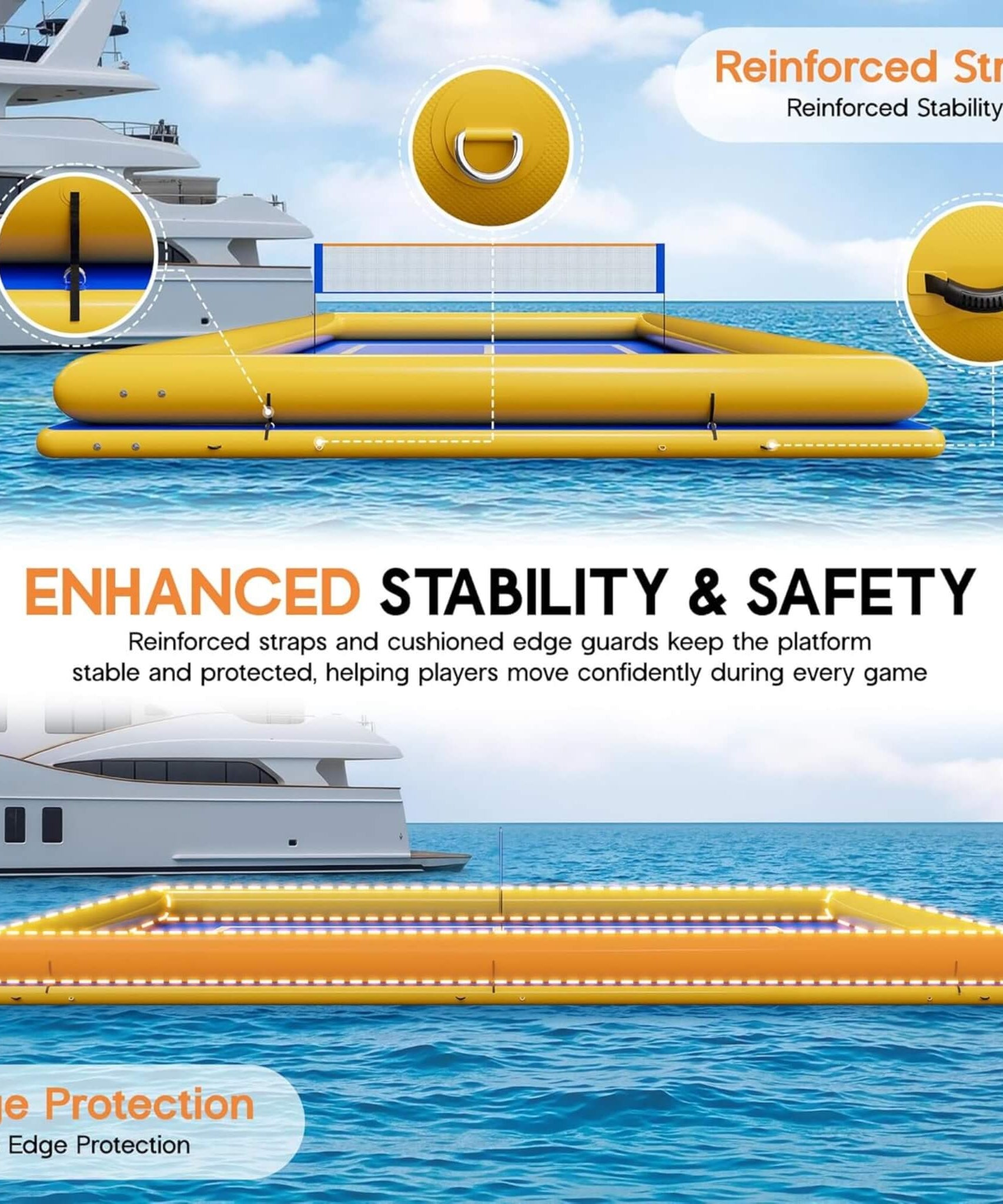 [26X46FT] Inflatable Commercial Floating Pickleball And Volleyball Court With Net (SAK39071)