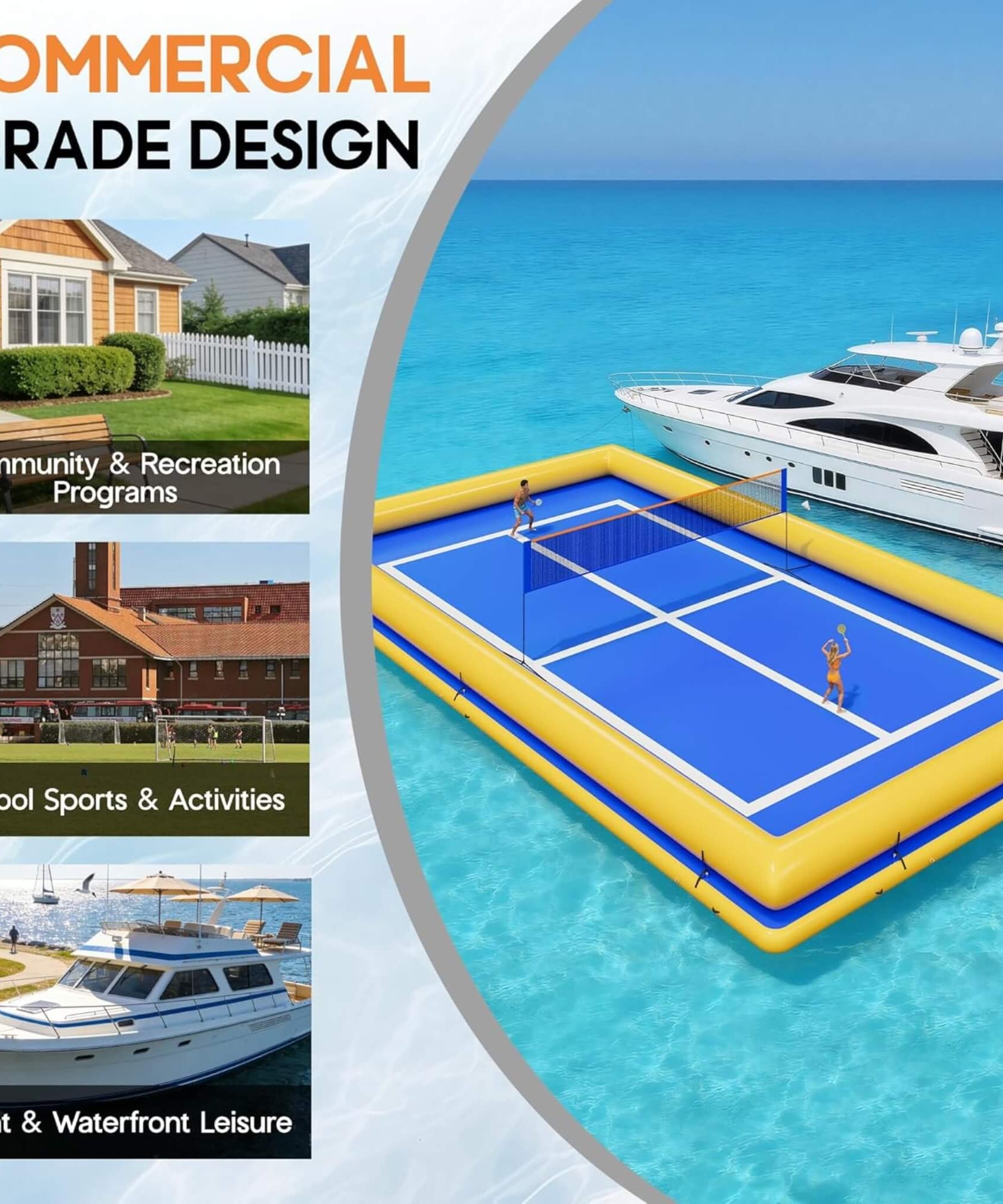 [26X46FT] Inflatable Commercial Floating Pickleball And Volleyball Court With Net (SAK39071)