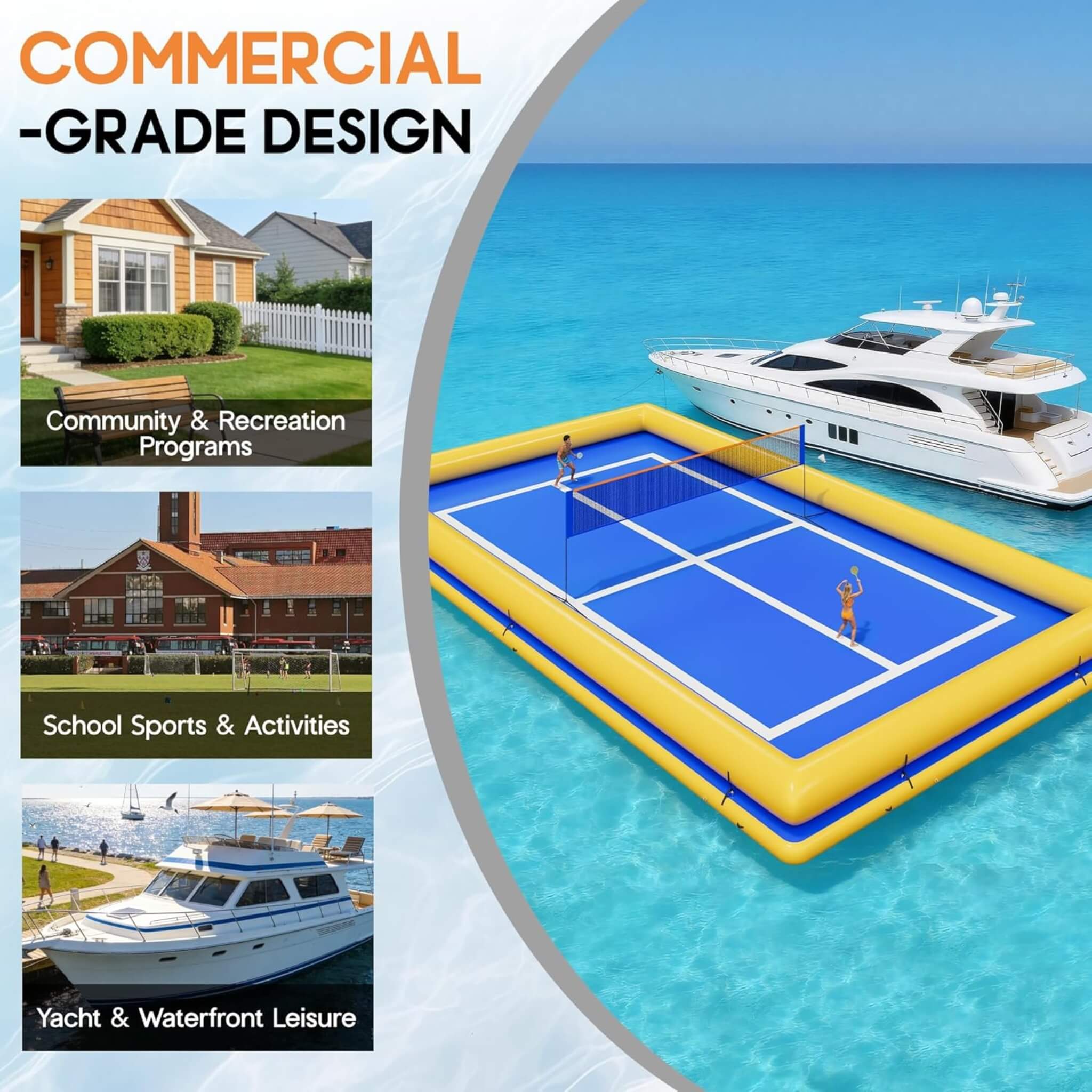 [26X46FT] Inflatable Commercial Floating Pickleball And Volleyball Court With Net (SAK39071)
