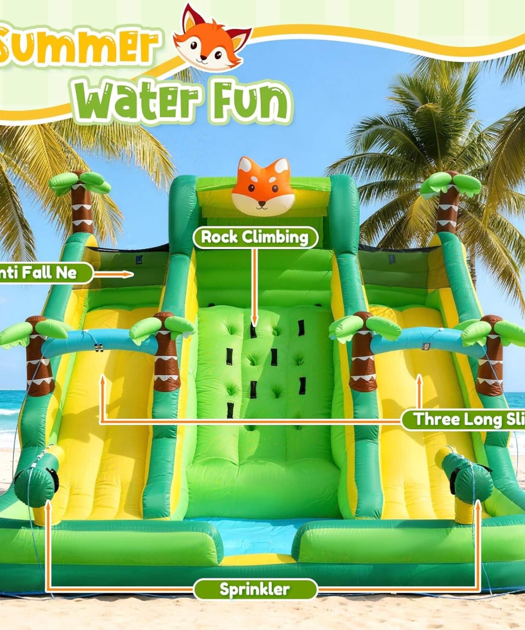 Inflatable Water Slide Park With Pool And Climbing Wall (SAK90736)