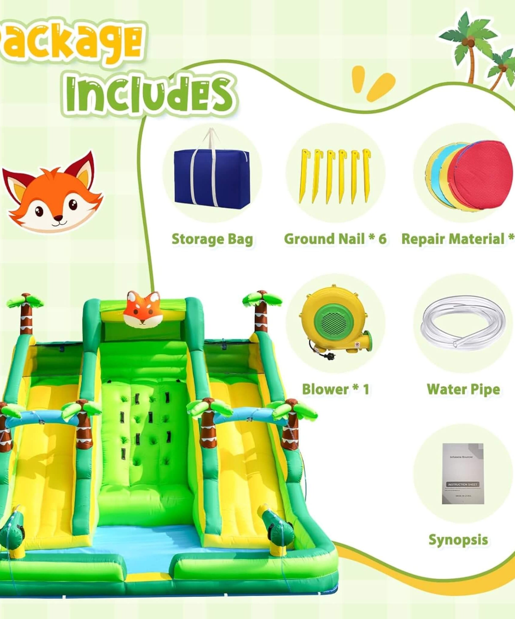 Inflatable Water Slide Park With Pool And Climbing Wall (SAK90736)