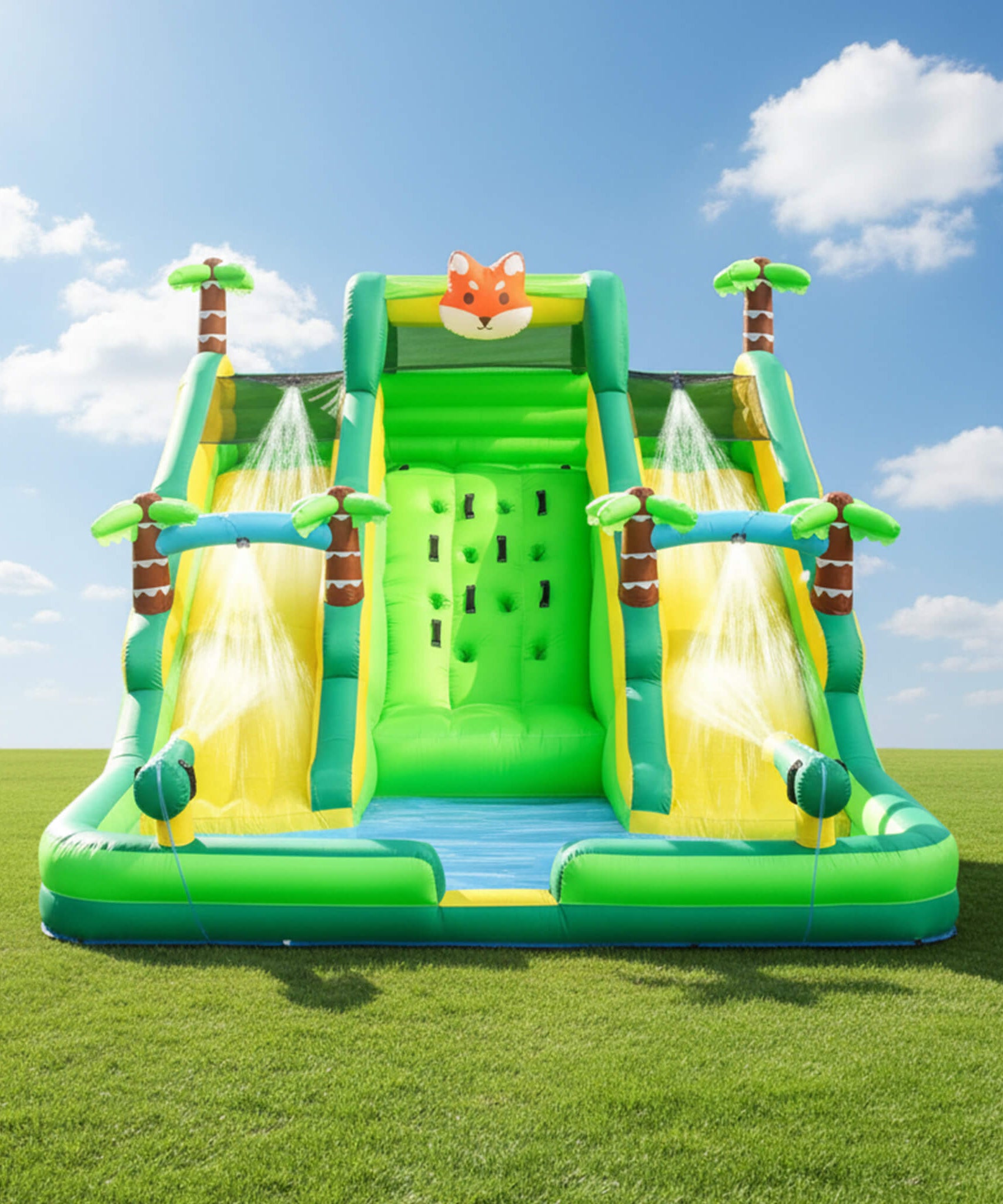 Inflatable Water Slide Park With Pool And Climbing Wall (SAK90736)