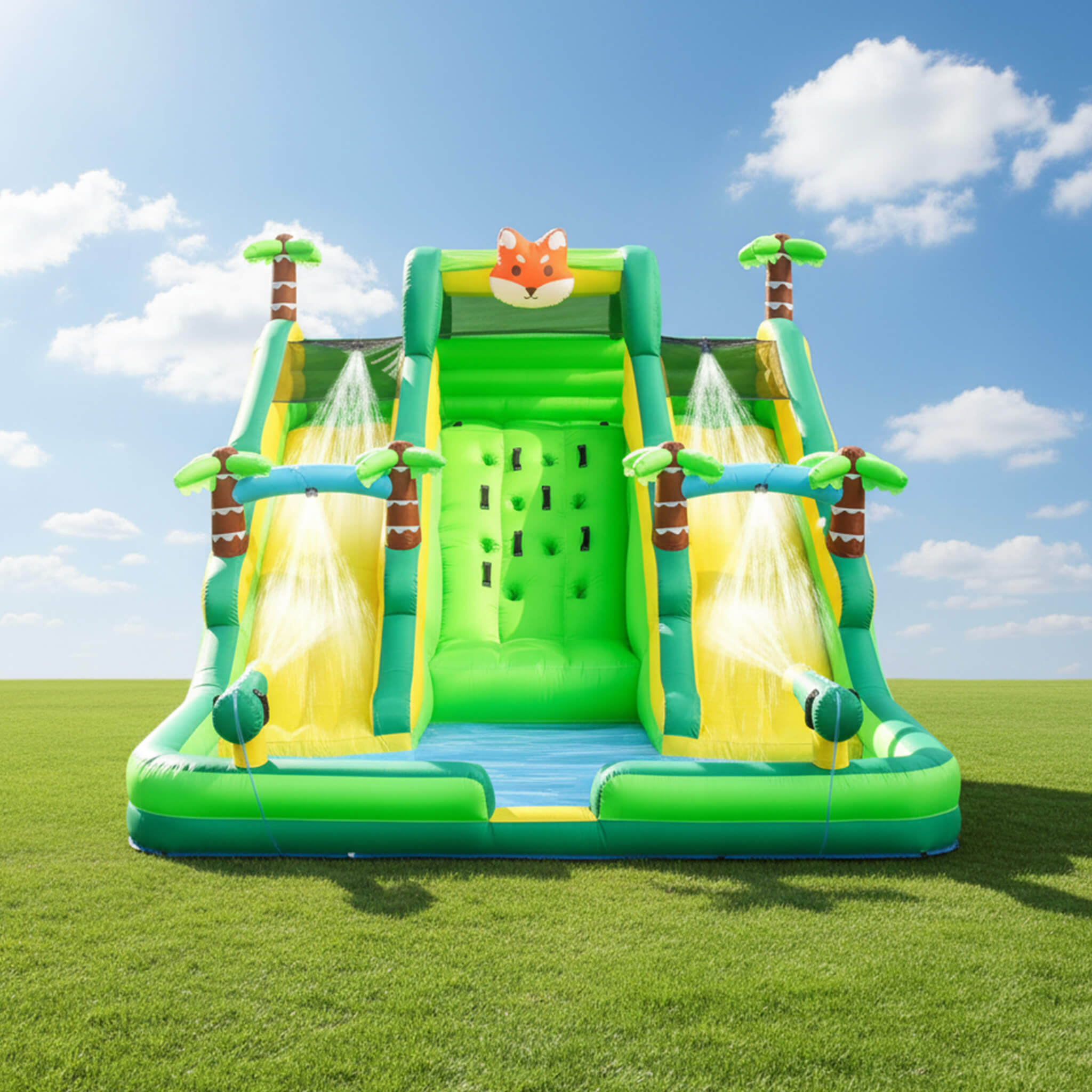 Inflatable Water Slide Park With Pool And Climbing Wall (SAK90736)