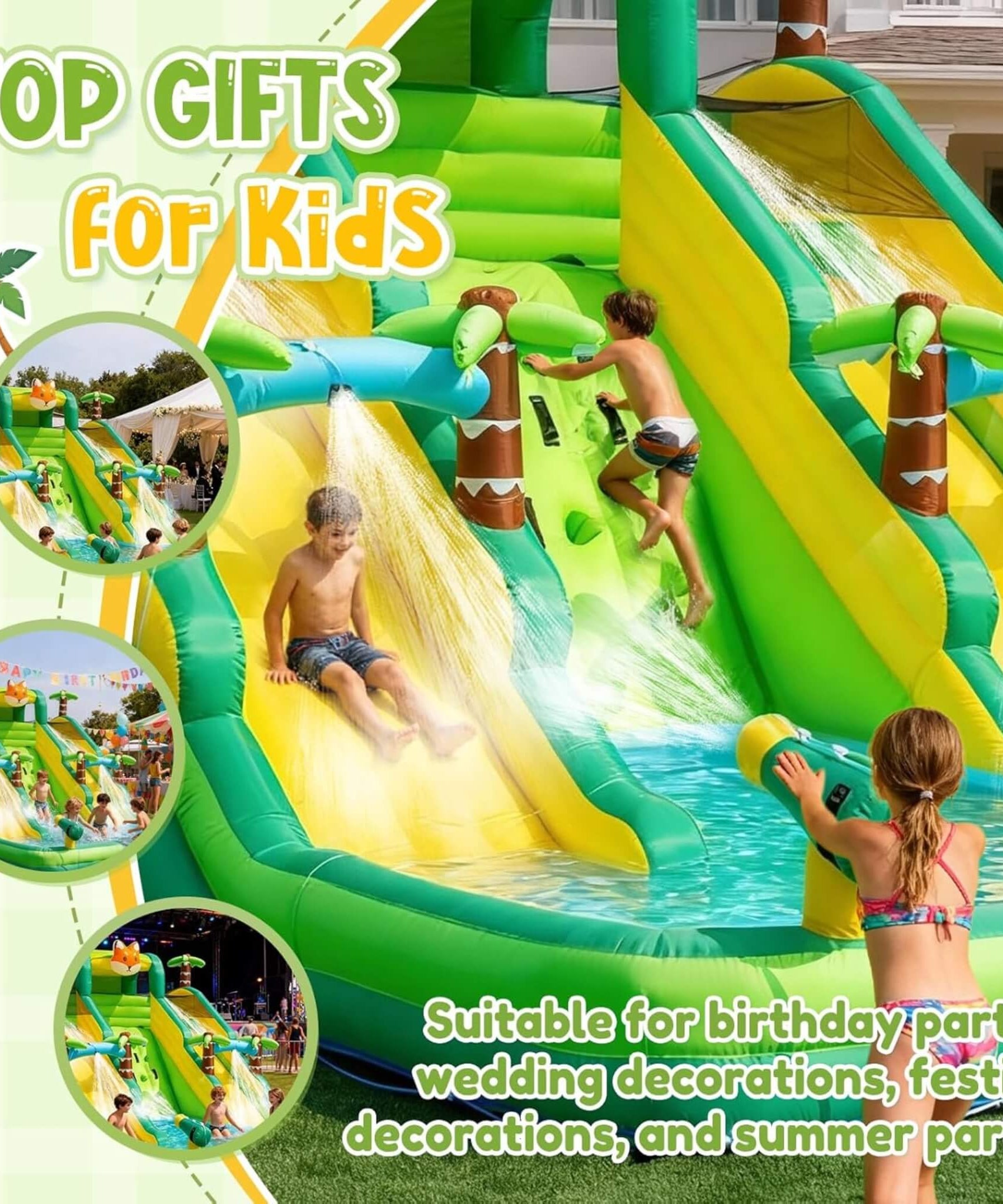 Inflatable Water Slide Park With Pool And Climbing Wall (SAK90736)