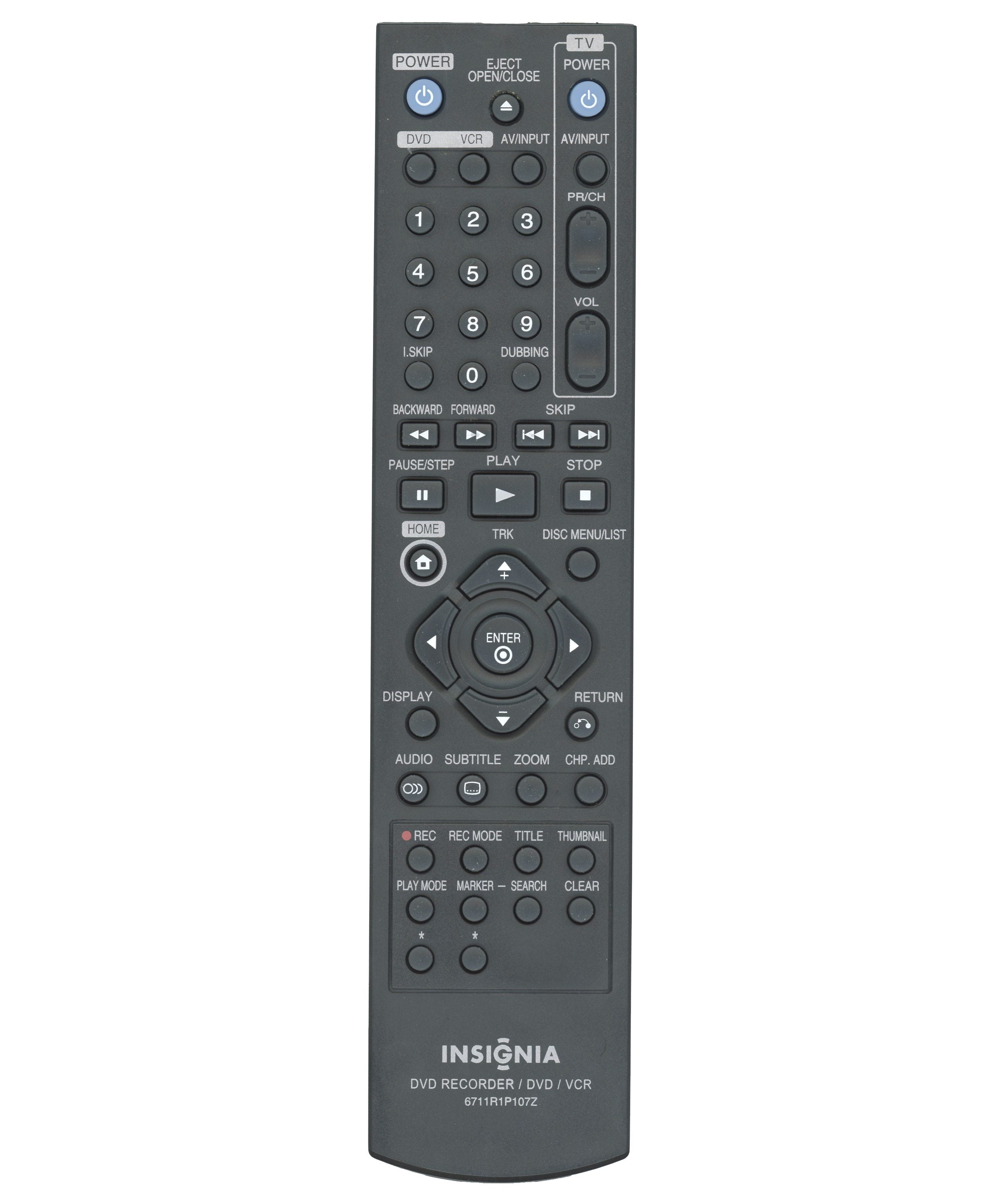 Insignia 6711R1P107Z DVD/VCR Remote Control