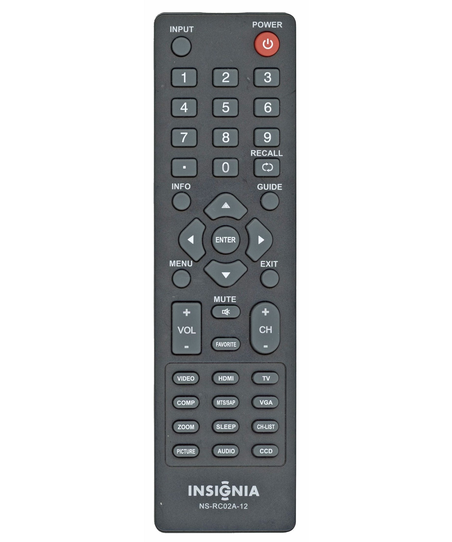 Insignia NSRC02A12 TV Remote Control