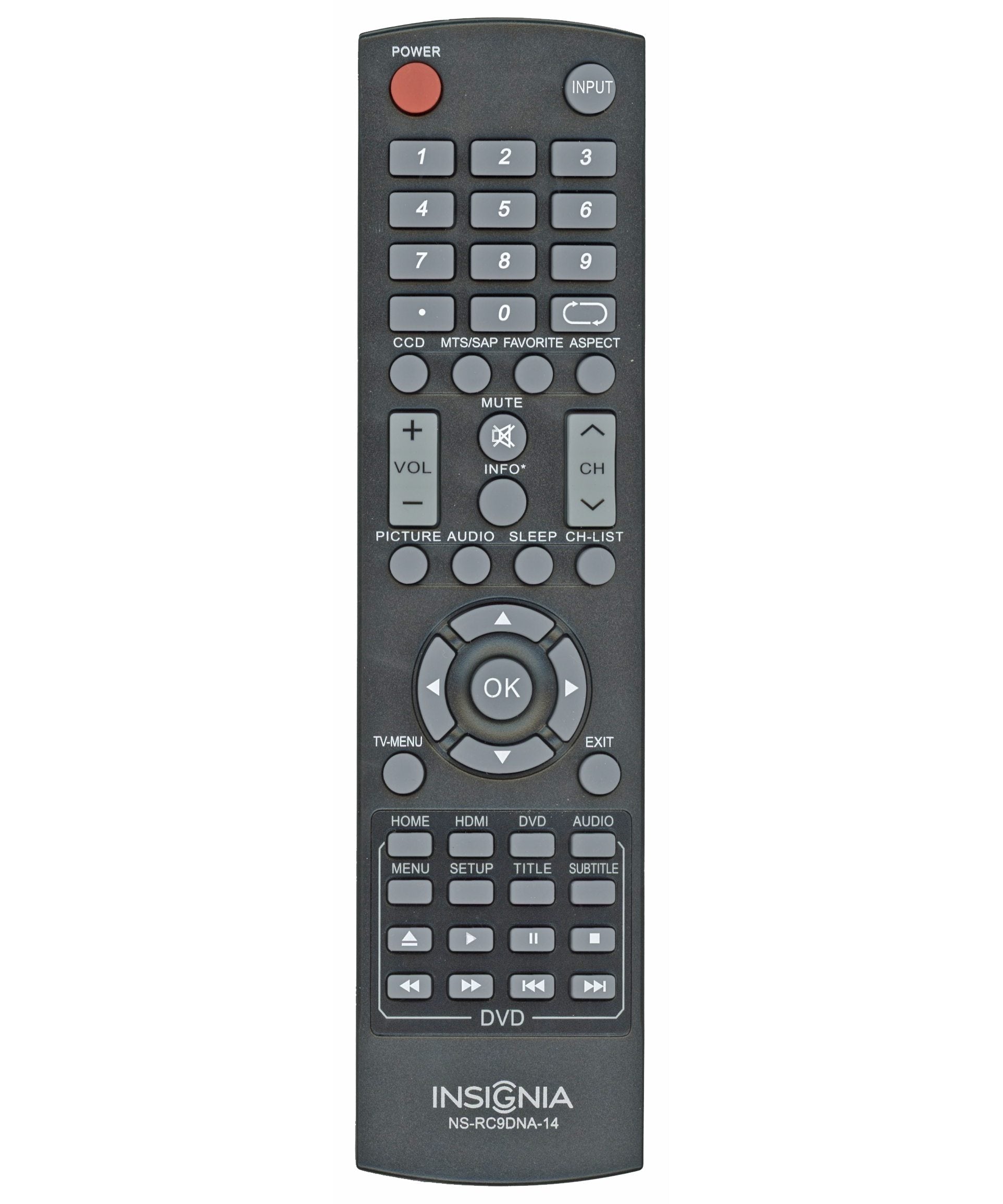Insignia NSRC9DNA14 TV/DVD Remote Control