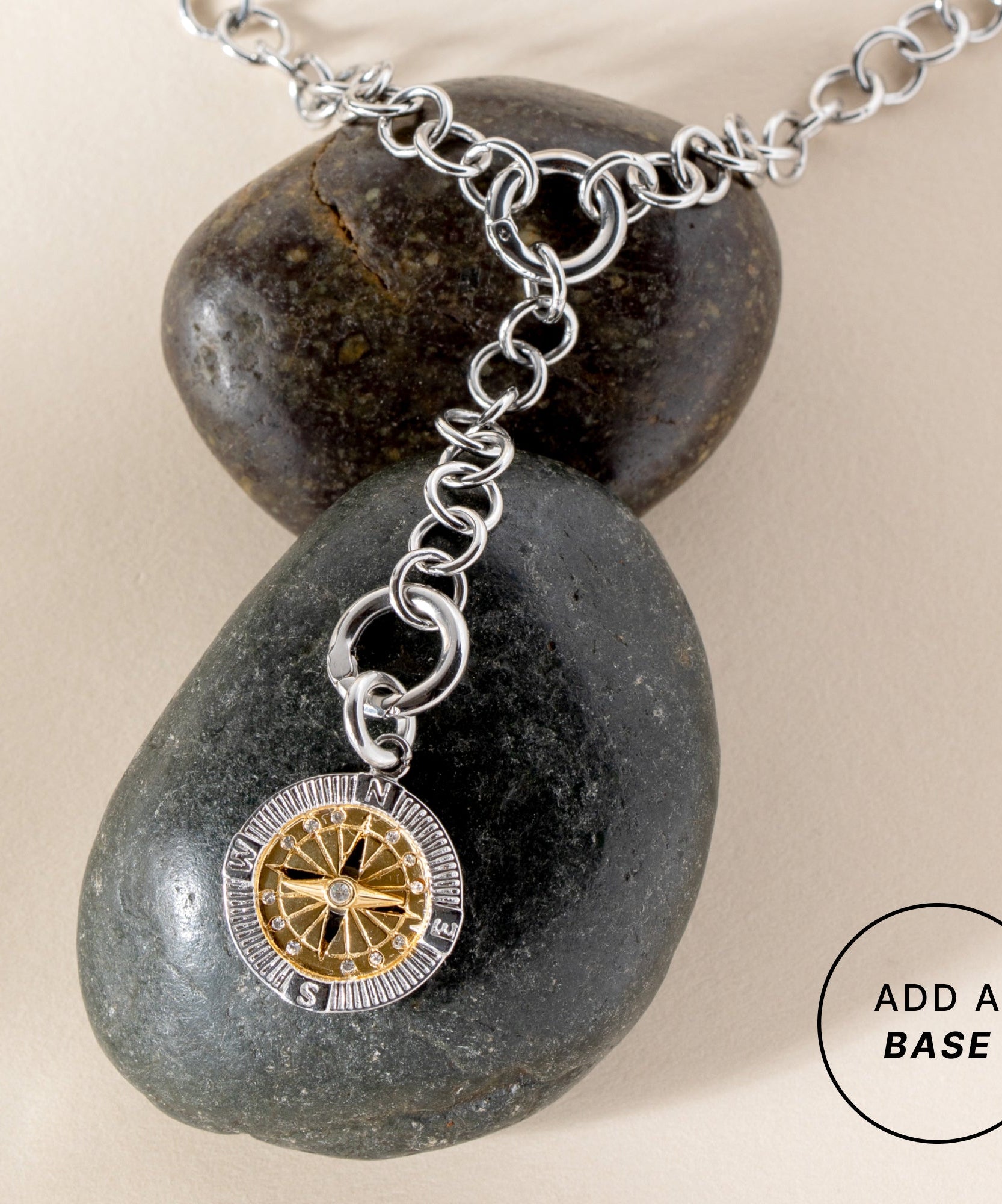 Interchangeable Two-Tone Compass Charm