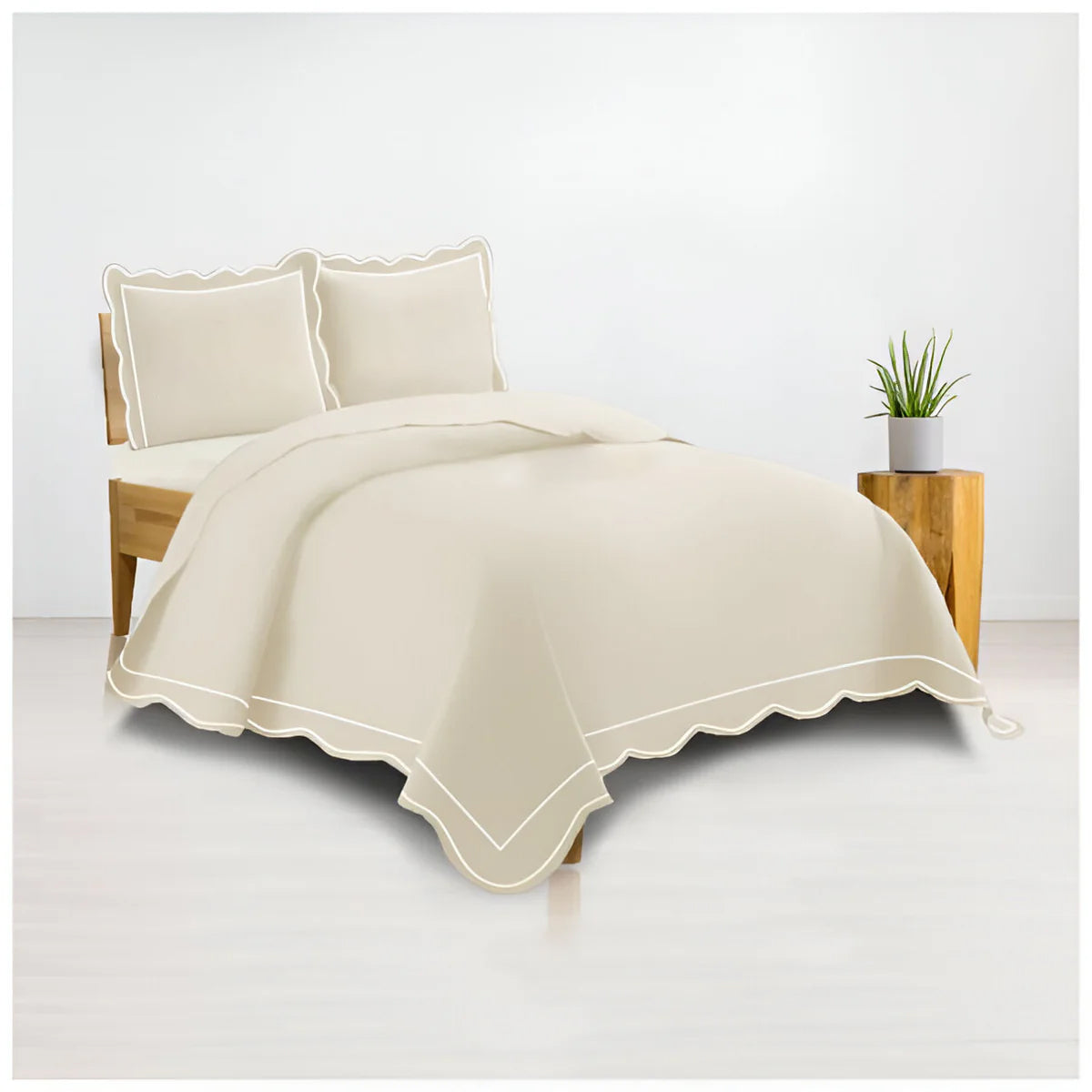 400TC Luxurious Wavy Embroidery & Border Cotton Sateen Duvet Cover Set