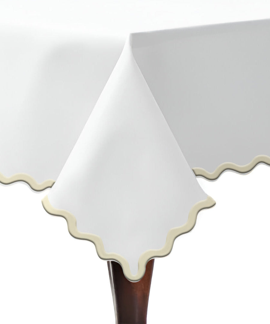 Applique Scalloped Embroidery Cotton Table Cloth