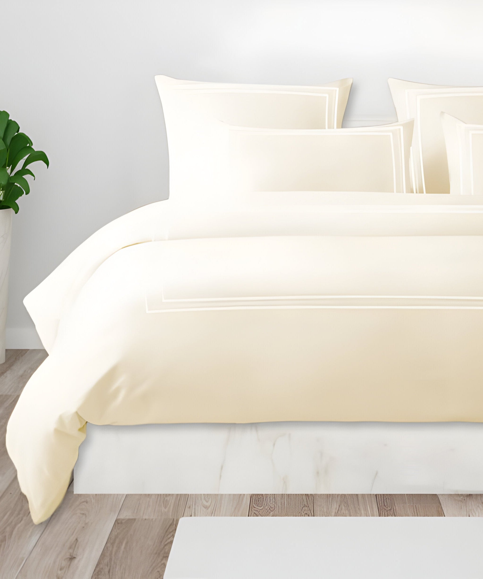 400TC Cotton Classic Luxurious Embroidery Sateen Solid Duvet Cover Set