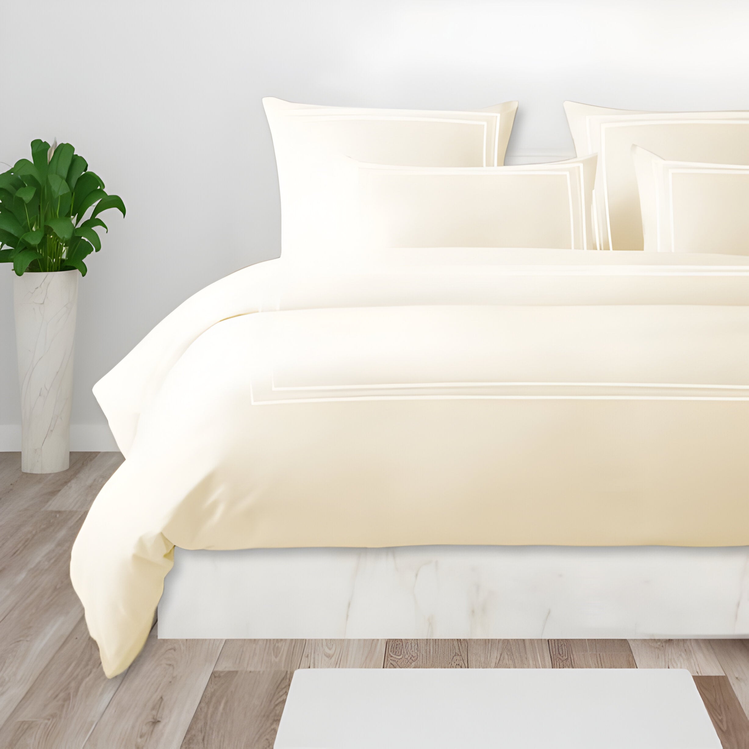 400TC Cotton Classic Luxurious Embroidery Sateen Solid Duvet Cover Set