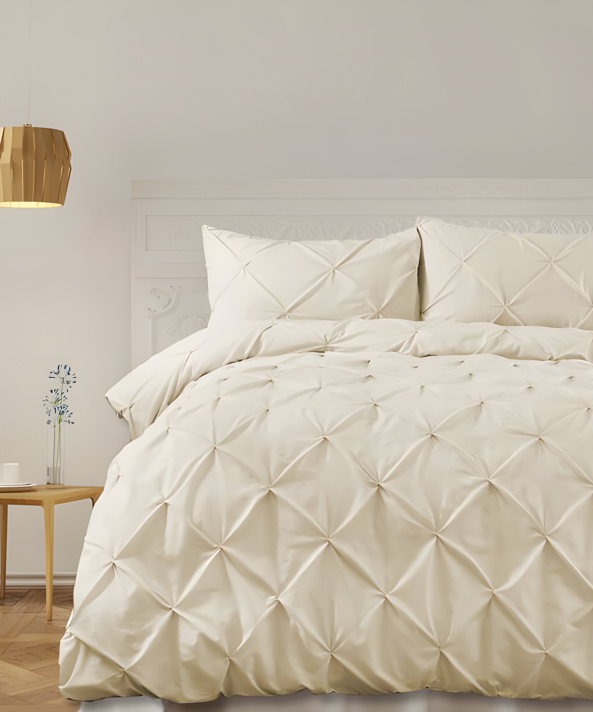 400TC Cotton Pintuck Sateen Solid Duvet Cover Set