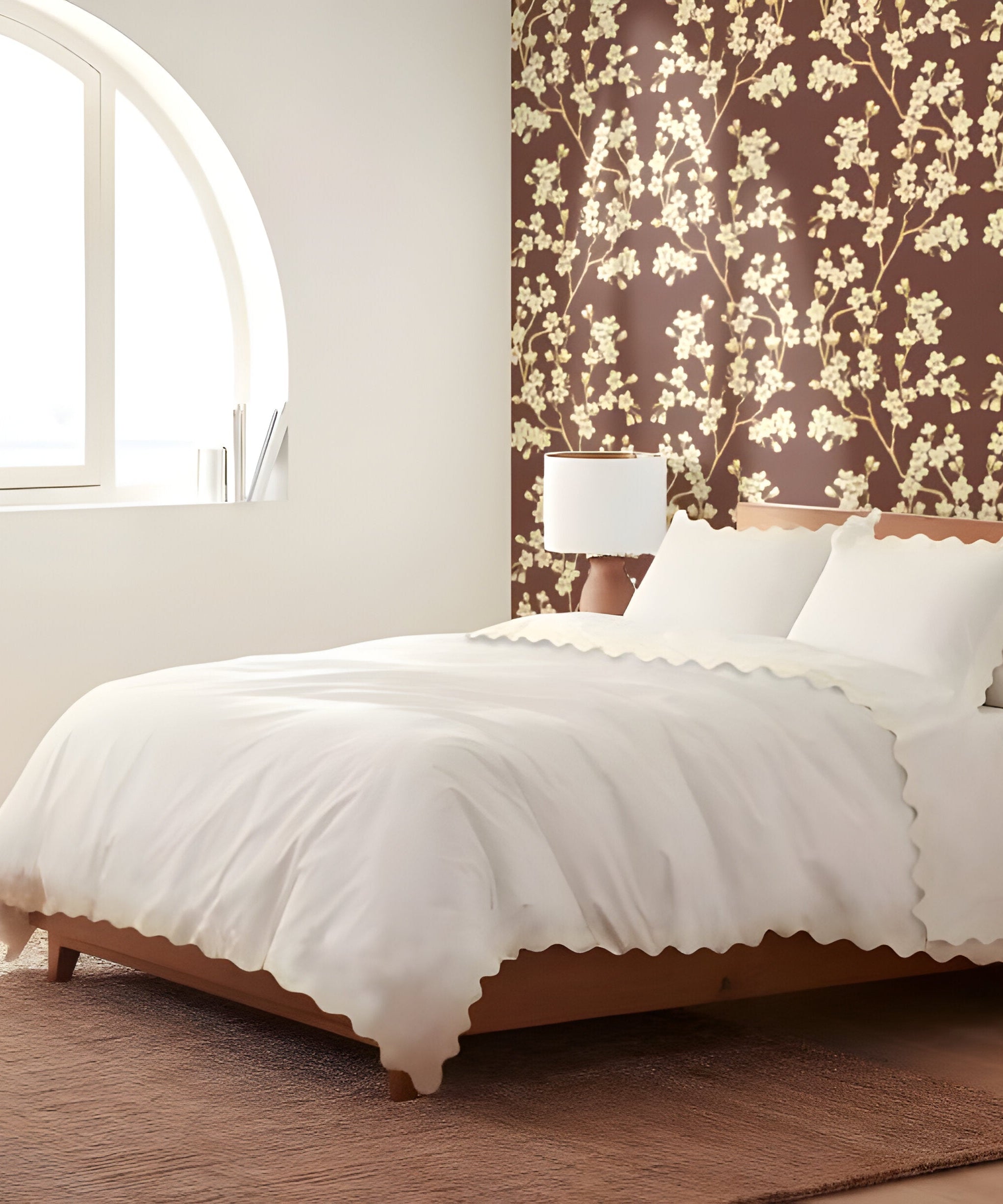400TC Cotton Sateen Double Scallop Embroidery Duvet Cover Set