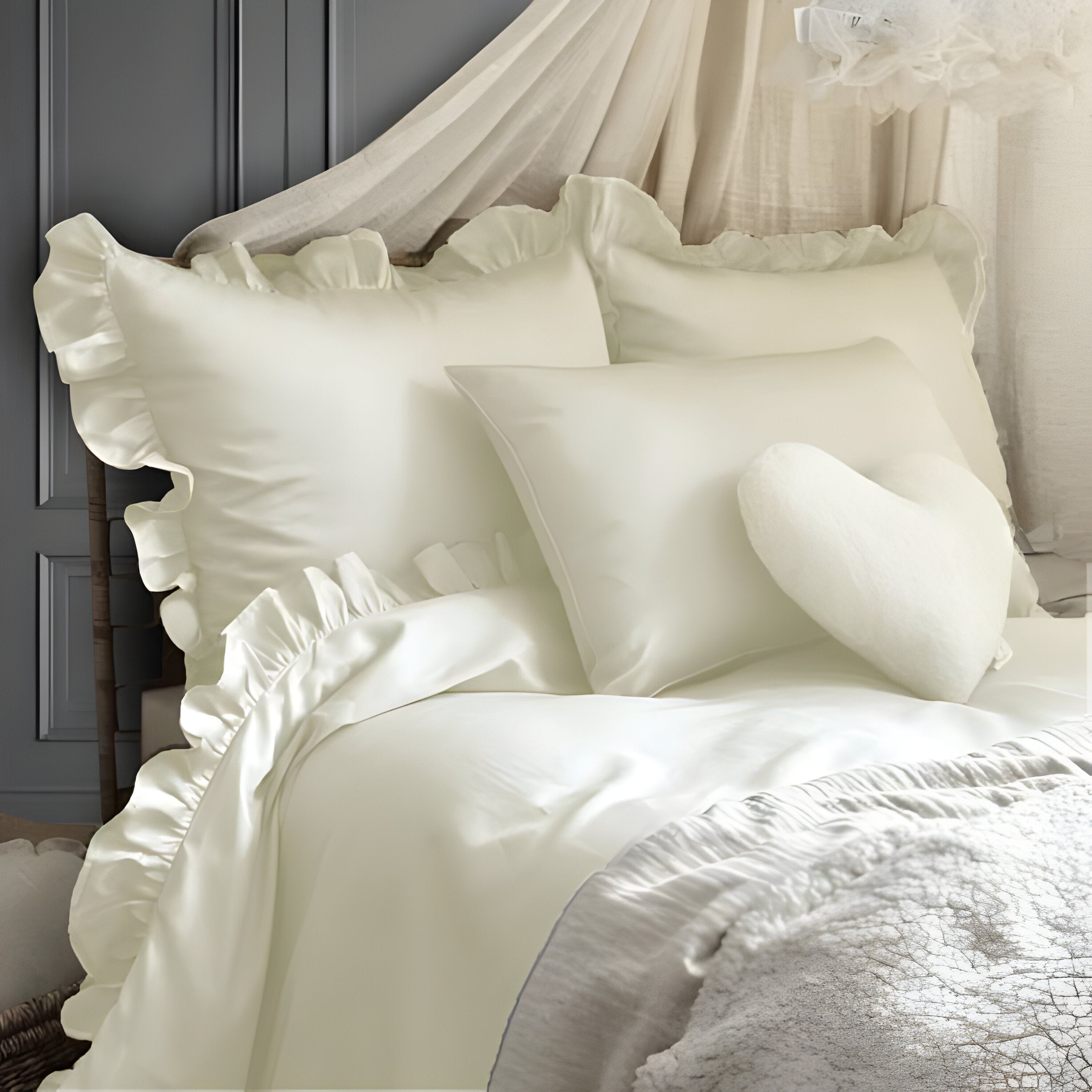 400TC Cotton Sateen Ruffle Duvet Cover Set