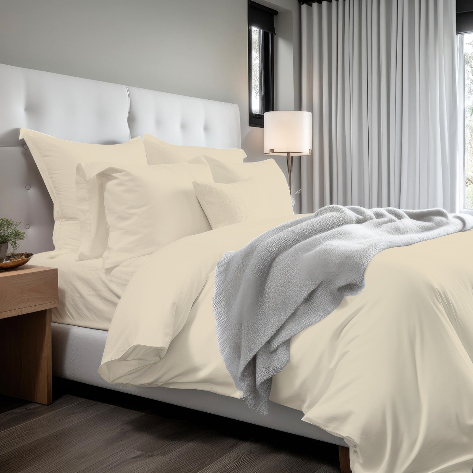 400TC Cotton Sateen Solid Duvet Cover Set