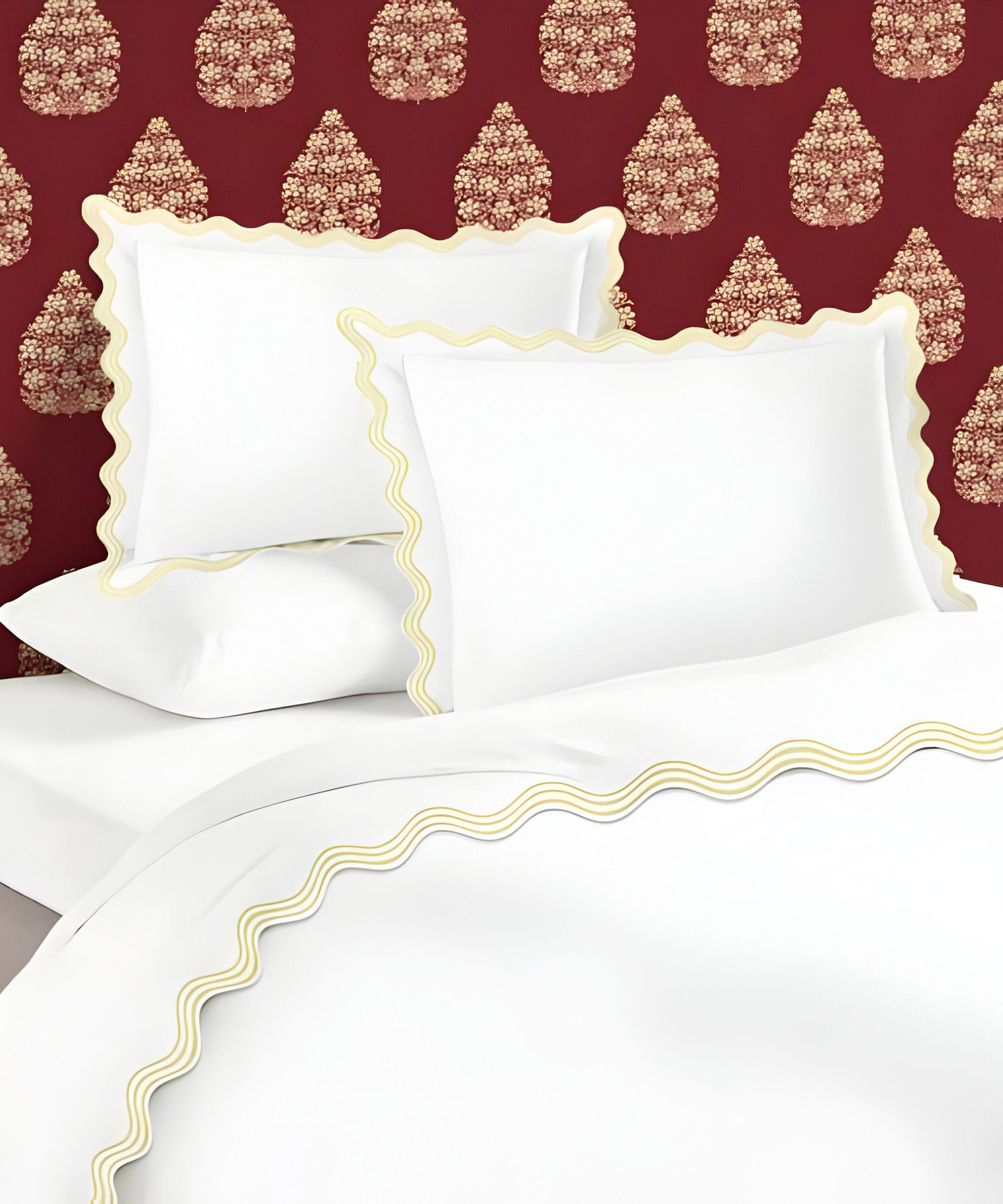 400TC Cotton Sateen Triple Scallop Embroidery Duvet Cover Set