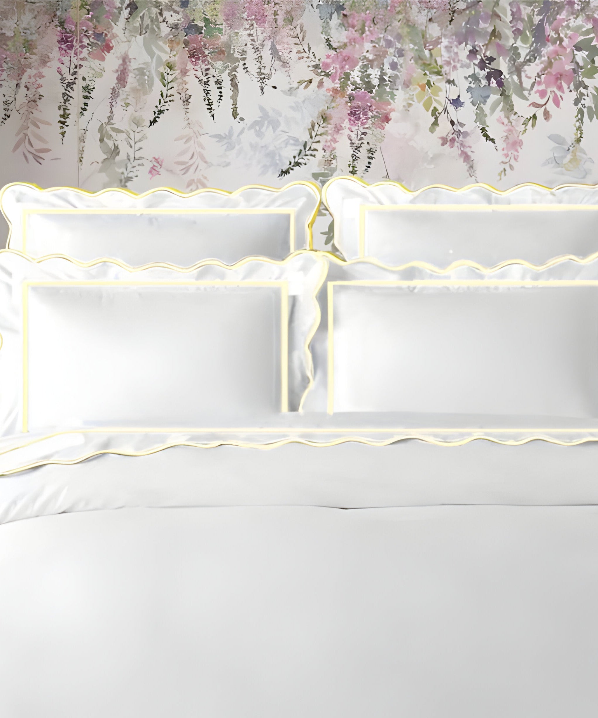 400TC Cotton Scallop Embroidery & Border Sateen Solid Duvet Cover Set