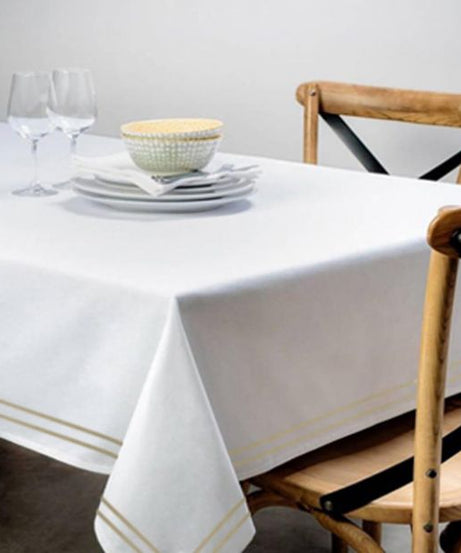 Double Embroidery Border Poly Cotton Sateen Solid Table Cloth