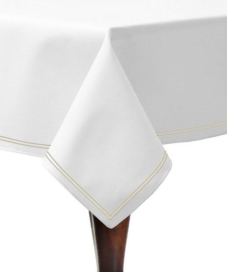 Double Embroidery Border Poly Cotton Sateen Solid Table Cloth