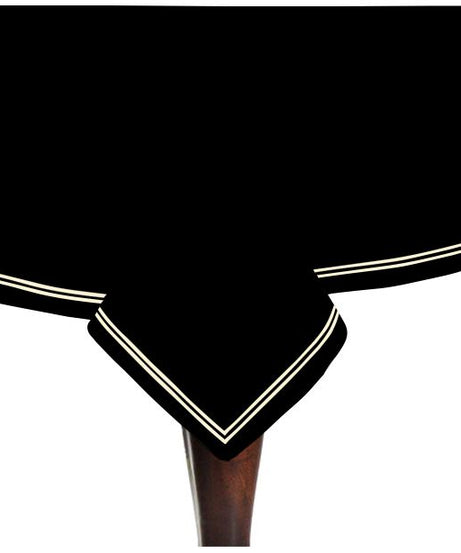 Double Embroidery Border Sateen Cotton Solid Table Cloth - Black