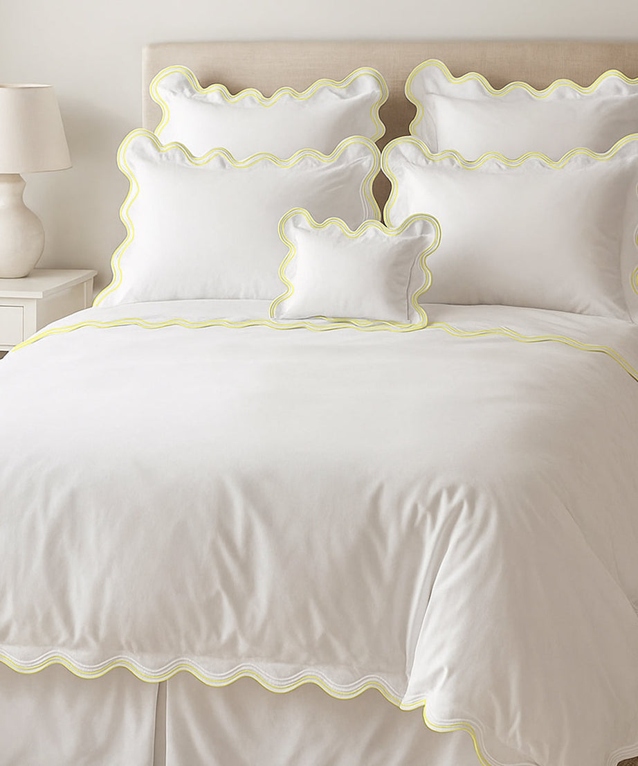 400TC Cotton Sateen Luxurious Double Scalloped Duvet Cover Set